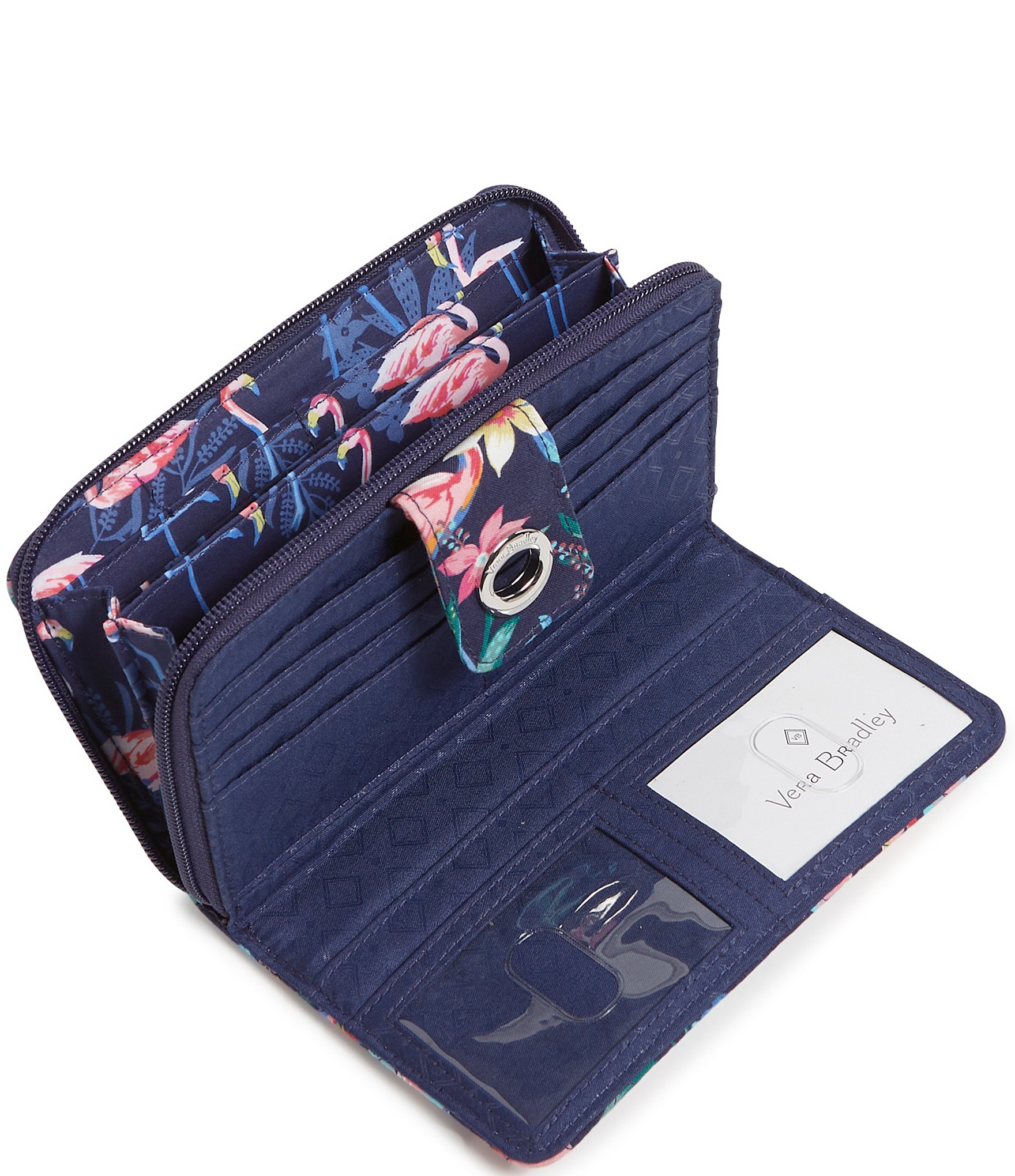 Vera Bradley Flamingo Garden RFID Turnlock Wallet