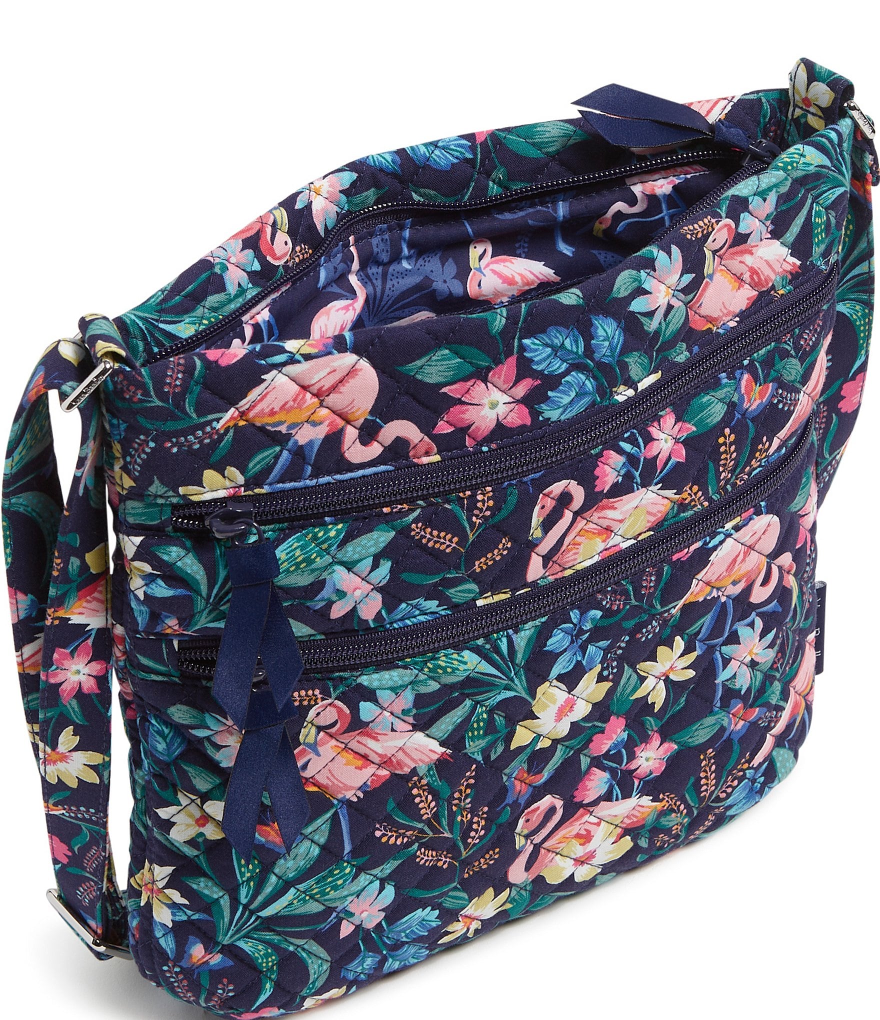 Vera Bradley Flamingo Garden Triple Zip Hipster Crossbody Bag