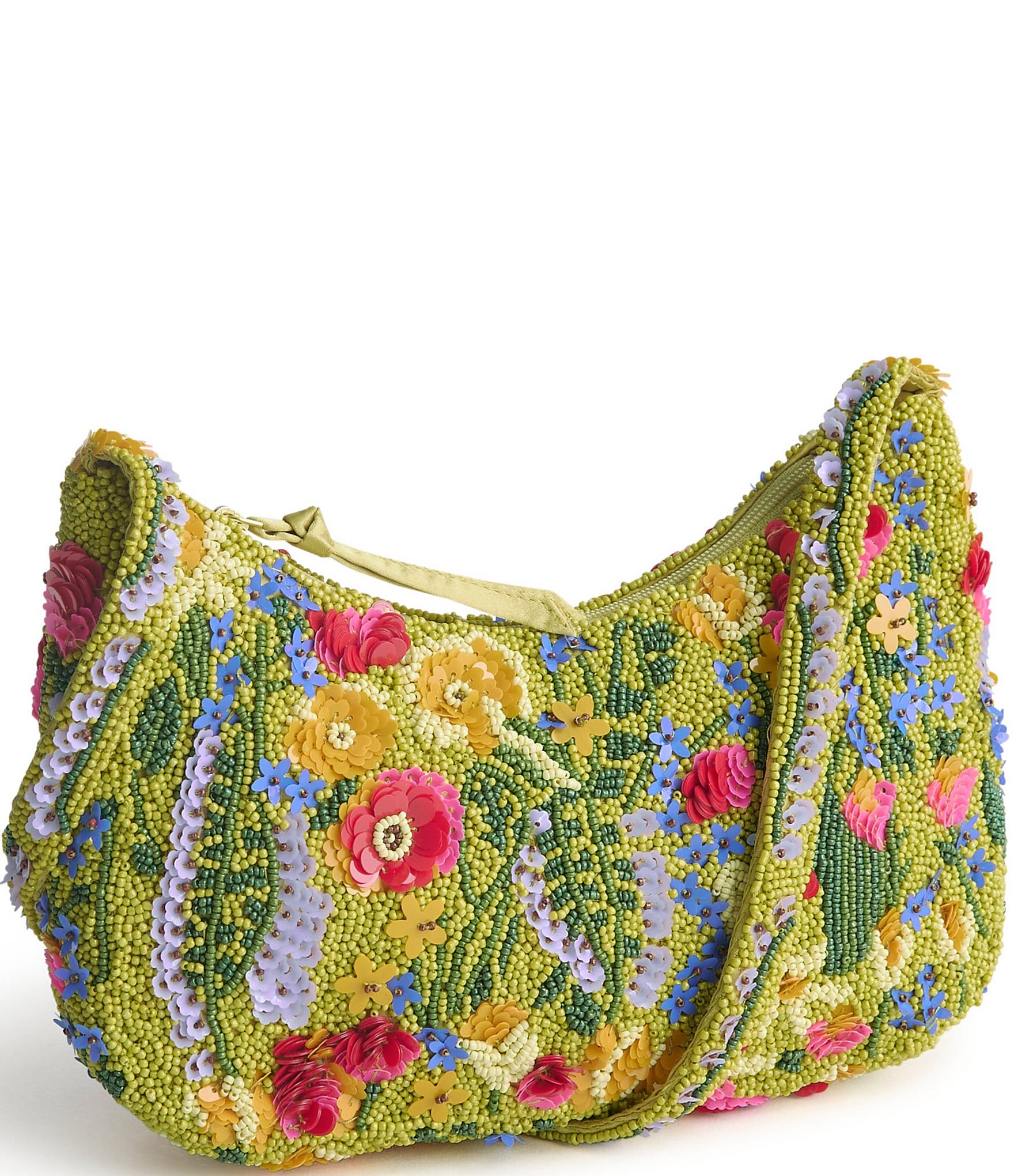 Vera Bradley Meadow Bouquet Beaded Mini Roxbury Crescent Shoulder Bag ...