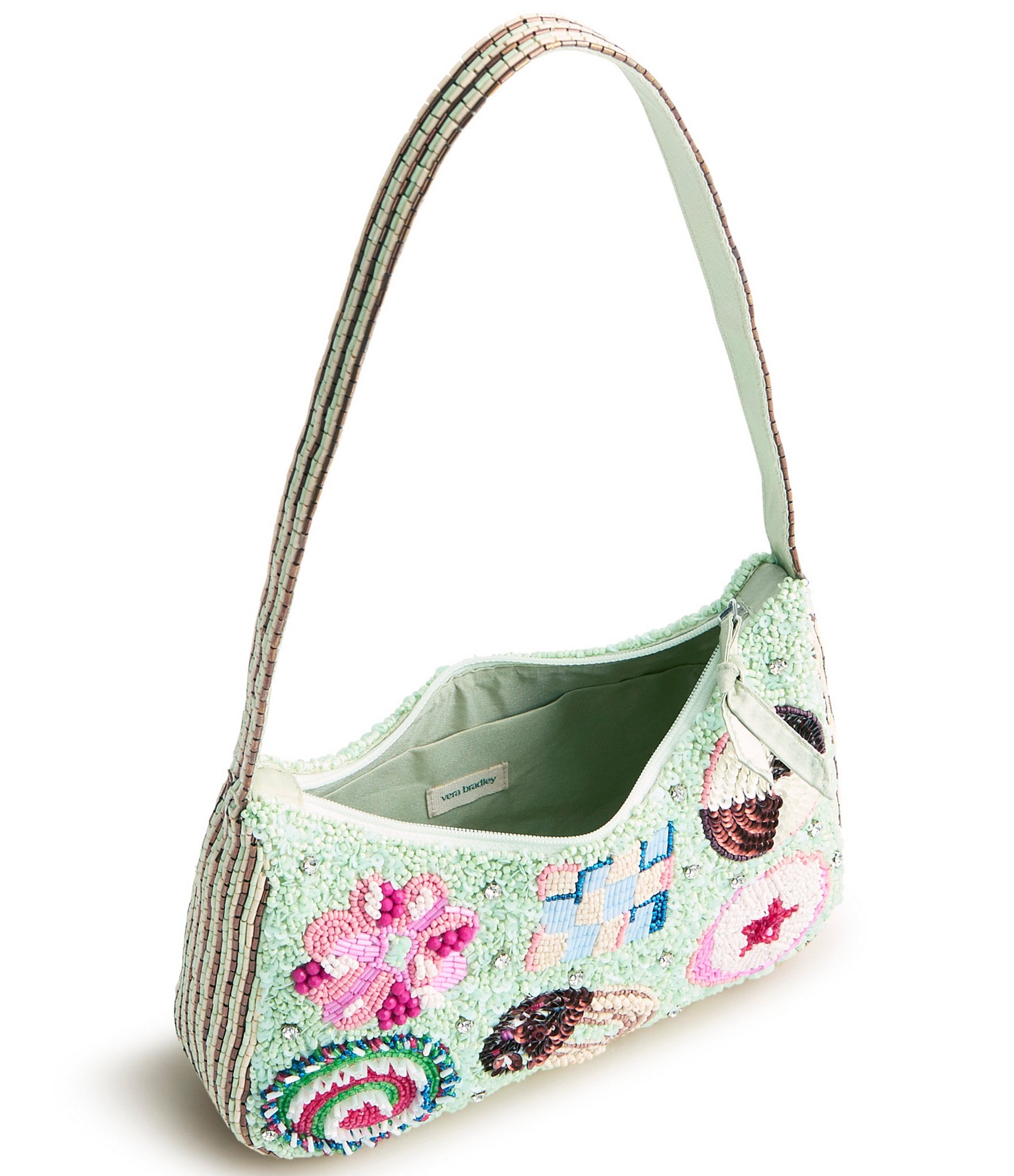 Vera Bradley Mini Roxbury Beaded Cookie Swap Crescent Shoulder Bag