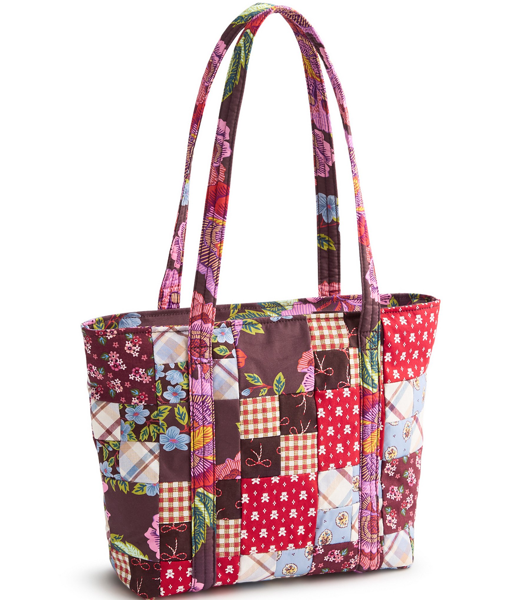 Vera Bradley Small Original Vera Festive Check Patchwork Tote Bag