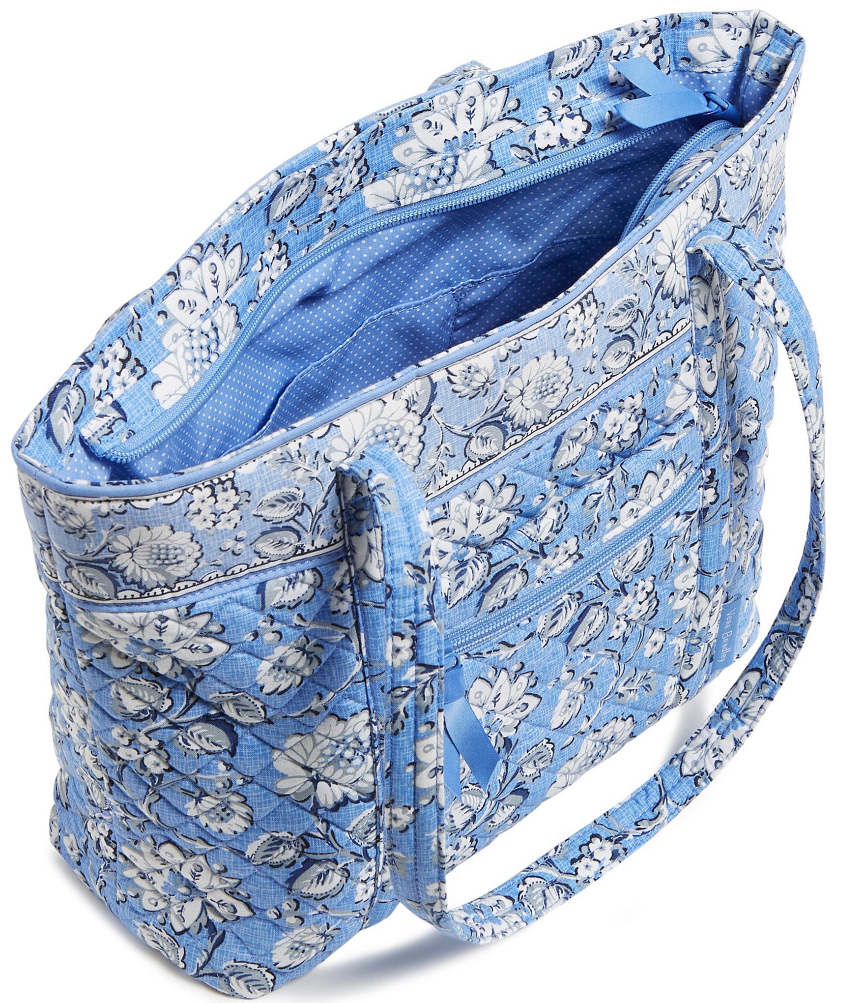 Vera Bradley Sweet Garden Blue Small Vera Tote Bag