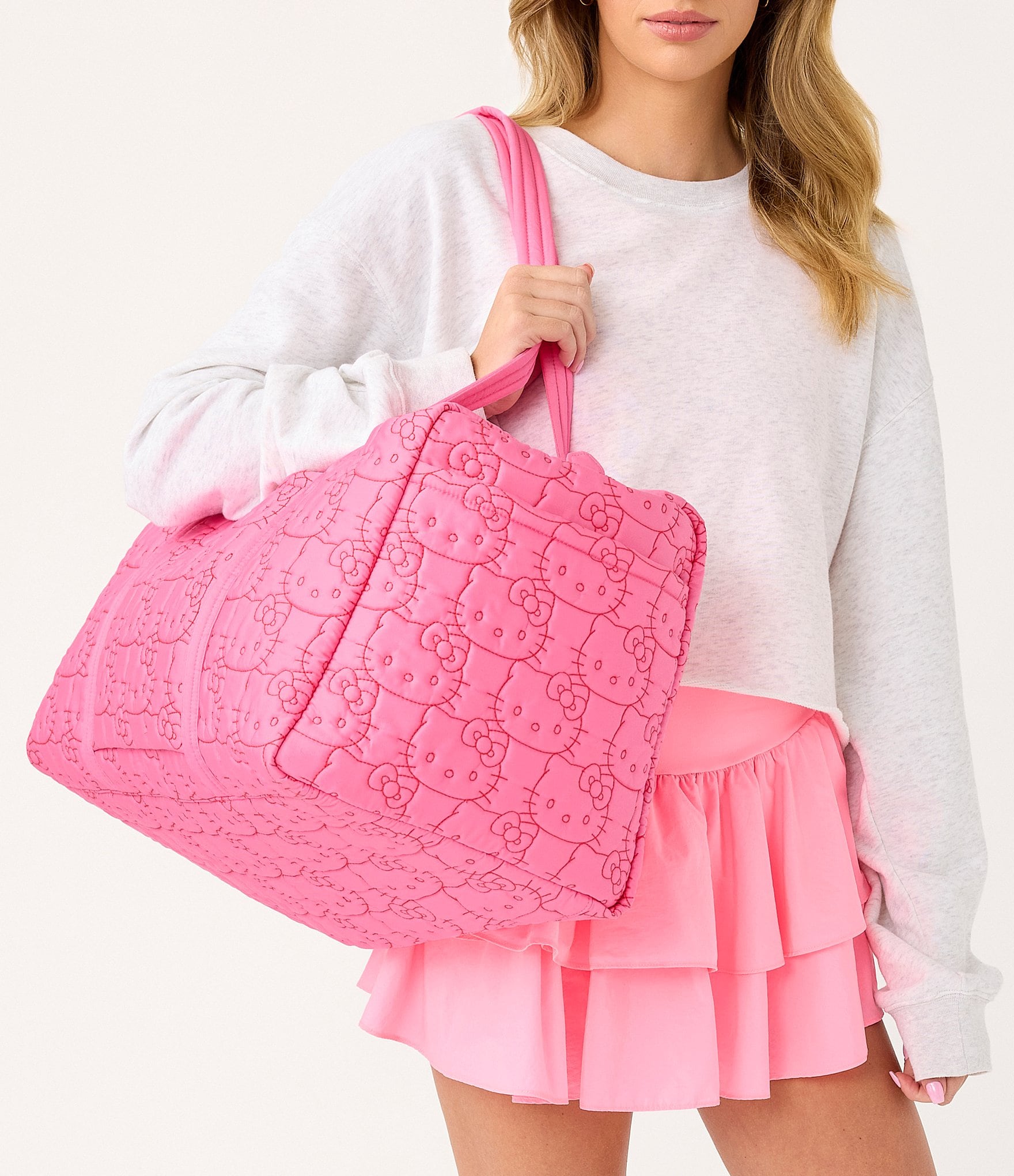 Vera Bradley x Hello Kitty Pink Featherweight Nylon Large Original Duffel Bag