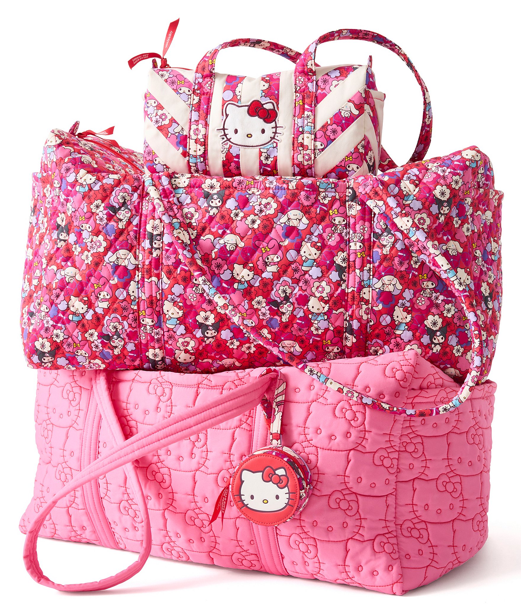 Vera Bradley x Hello Kitty Pink Featherweight Nylon Large Original Duffel Bag