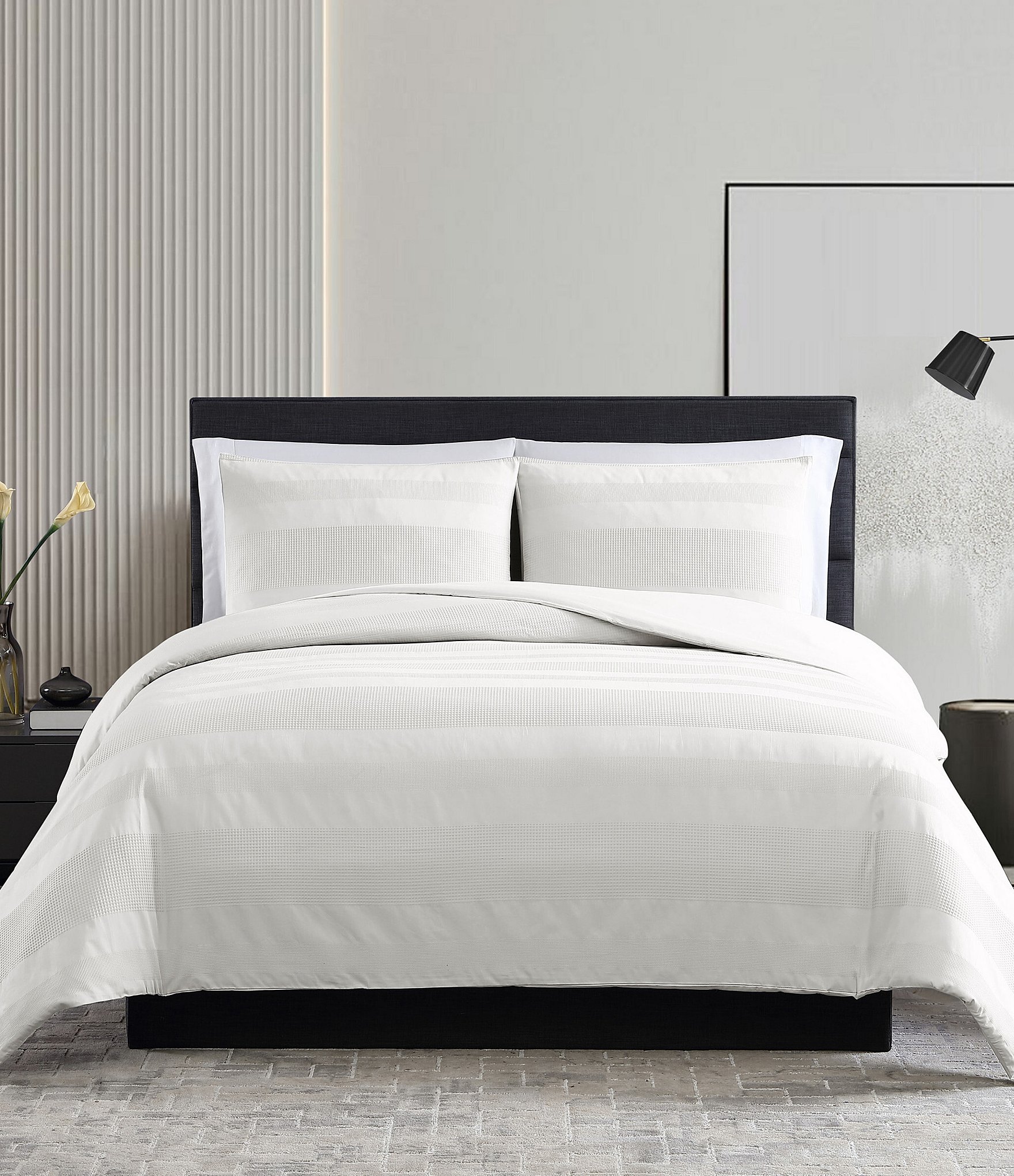 Vera Wang Waffle Strip Comforter Mini Set | Dillard's