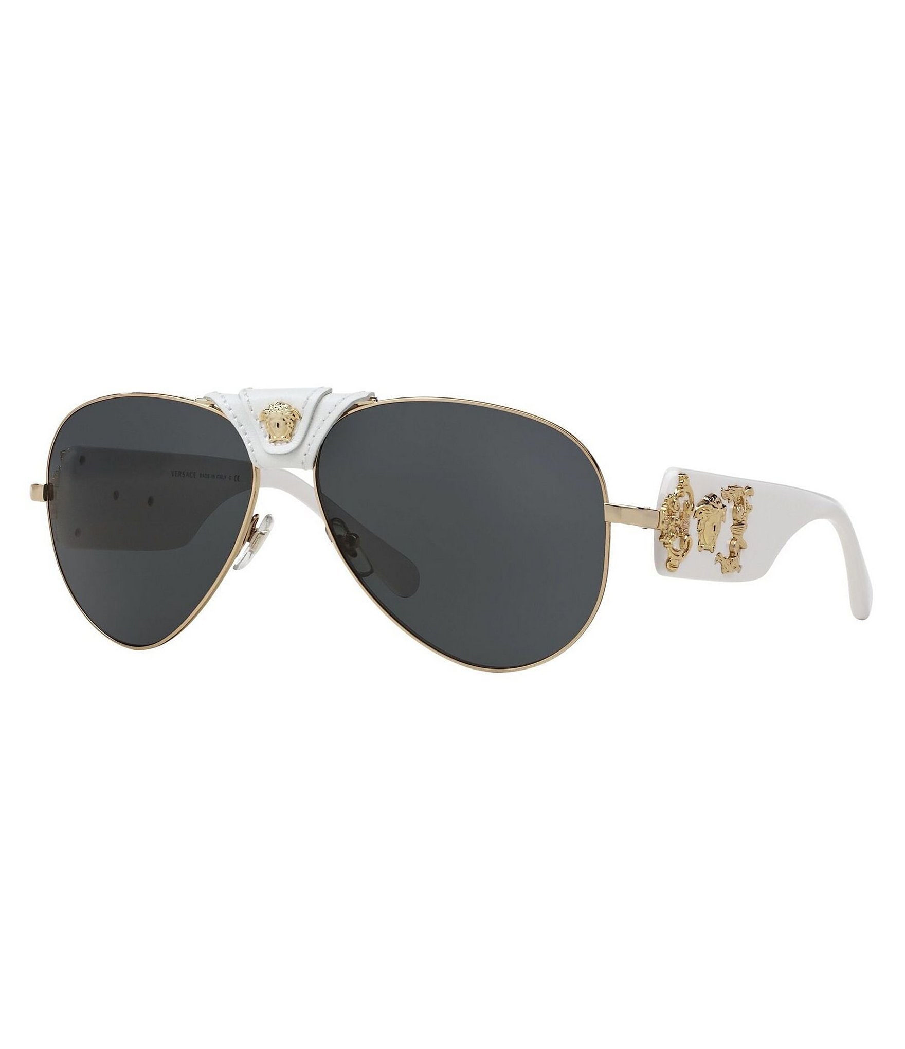 Versace Leather Logo Aviator Sunglasses | Dillard's