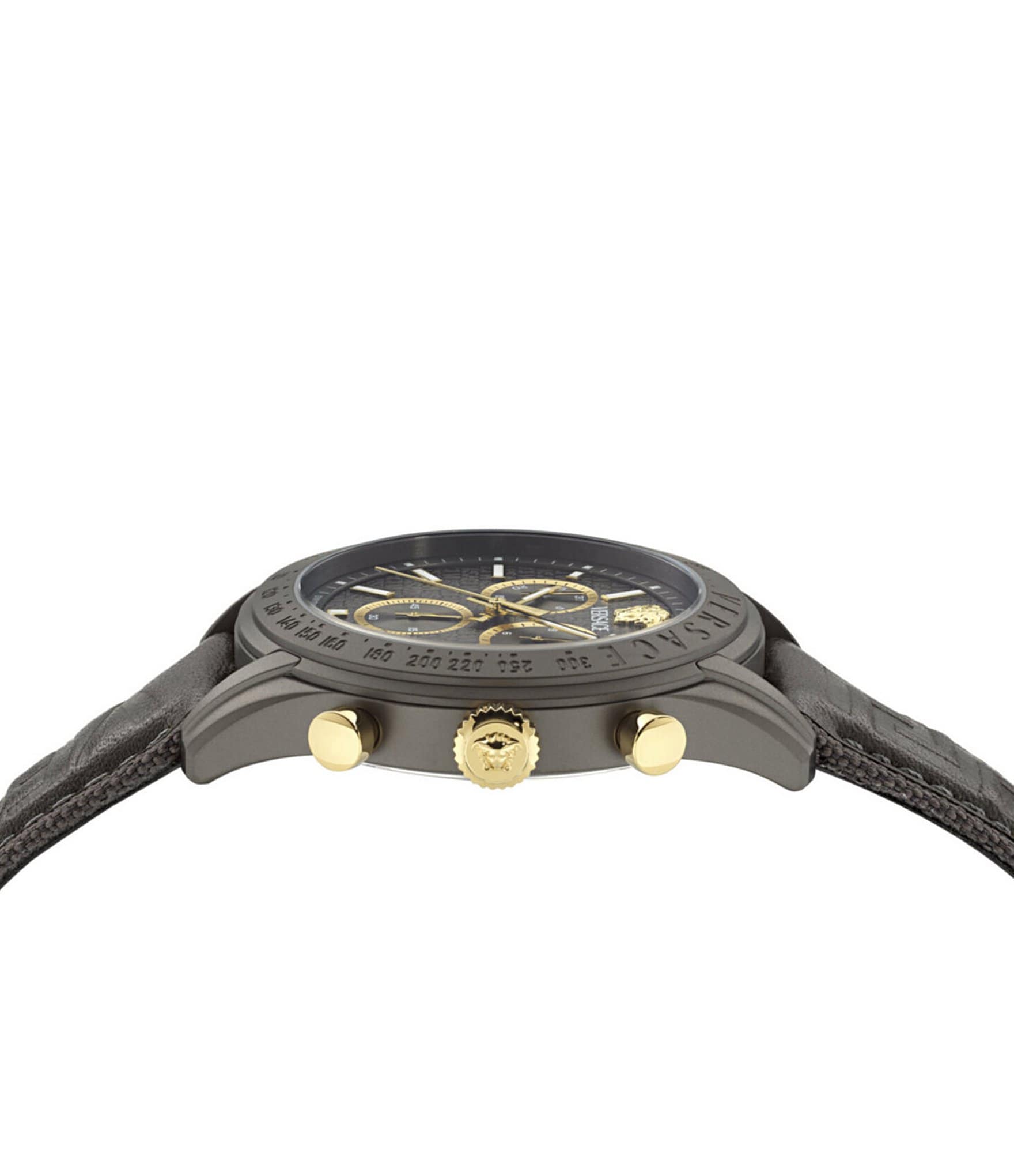 Versace Men's Chrono Master Grey Leather Strap Watch