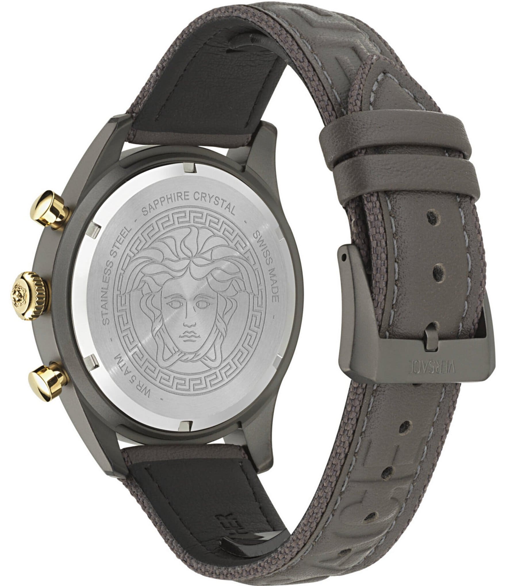 Versace Men's Chrono Master Grey Leather Strap Watch