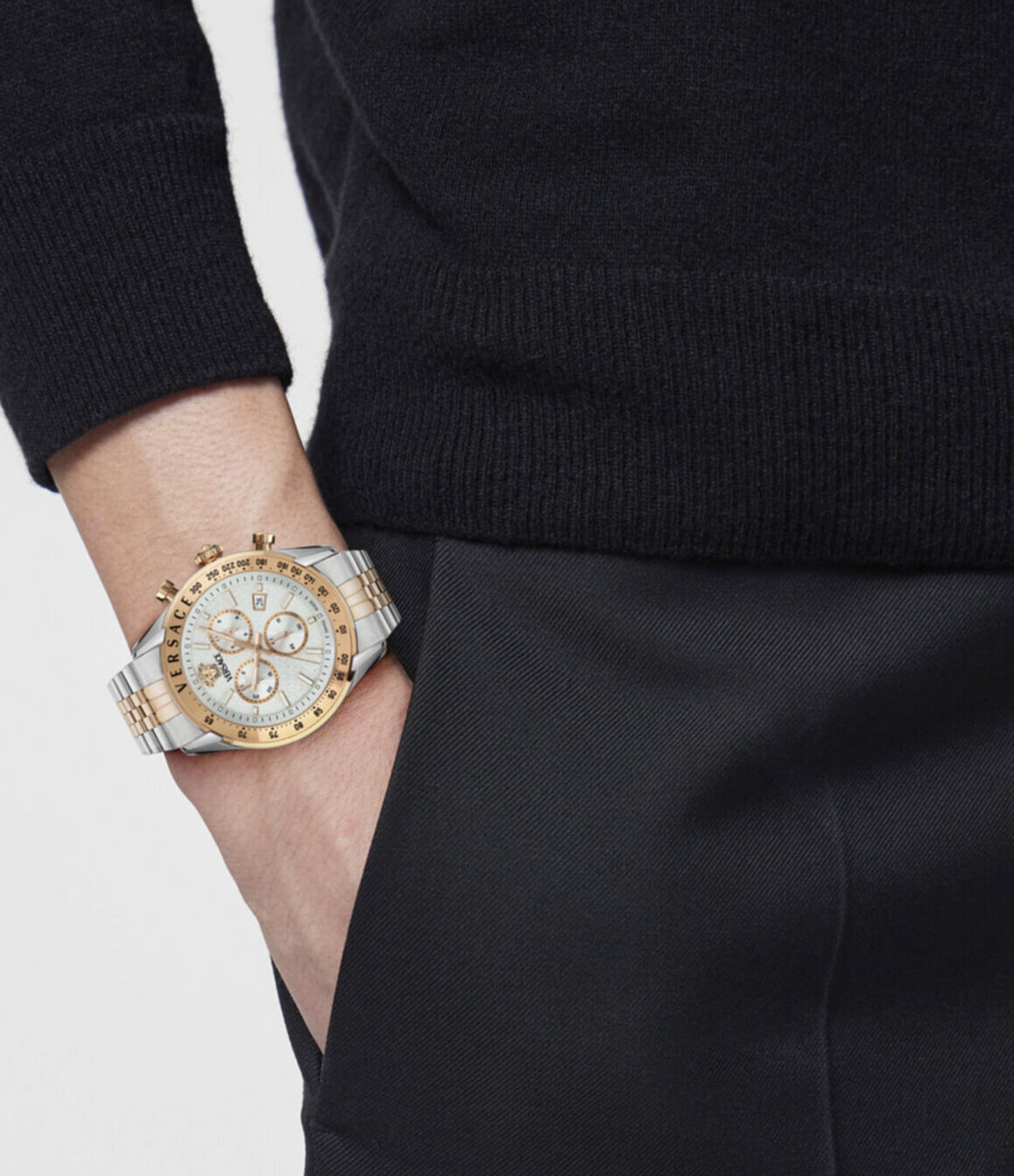 Versace Men's Chrono Master Two Tone Stainless Steel Bracelet Watch