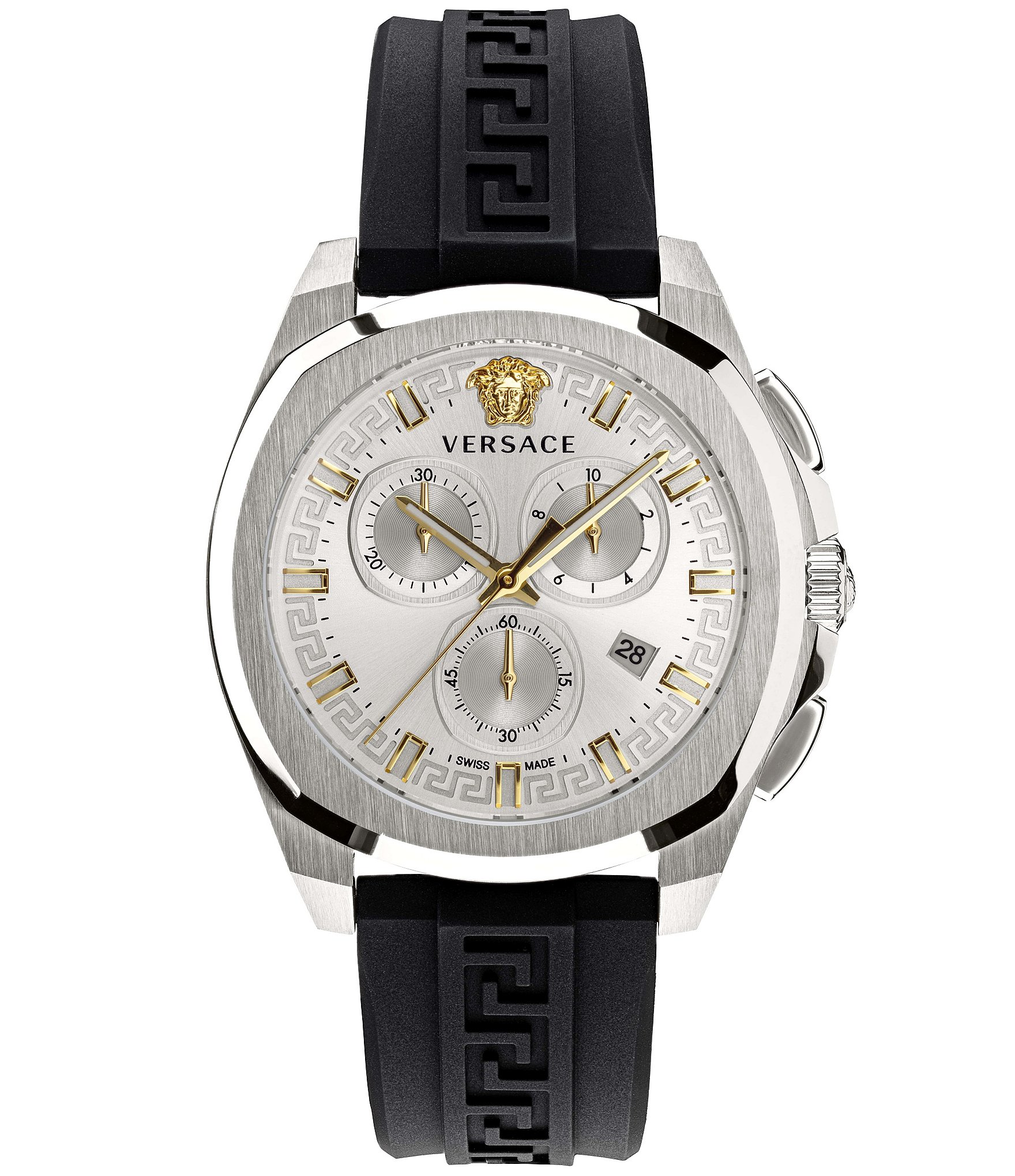 Versace Men's Geo Chronograph Black Silicone Strap Watch | Dillard's