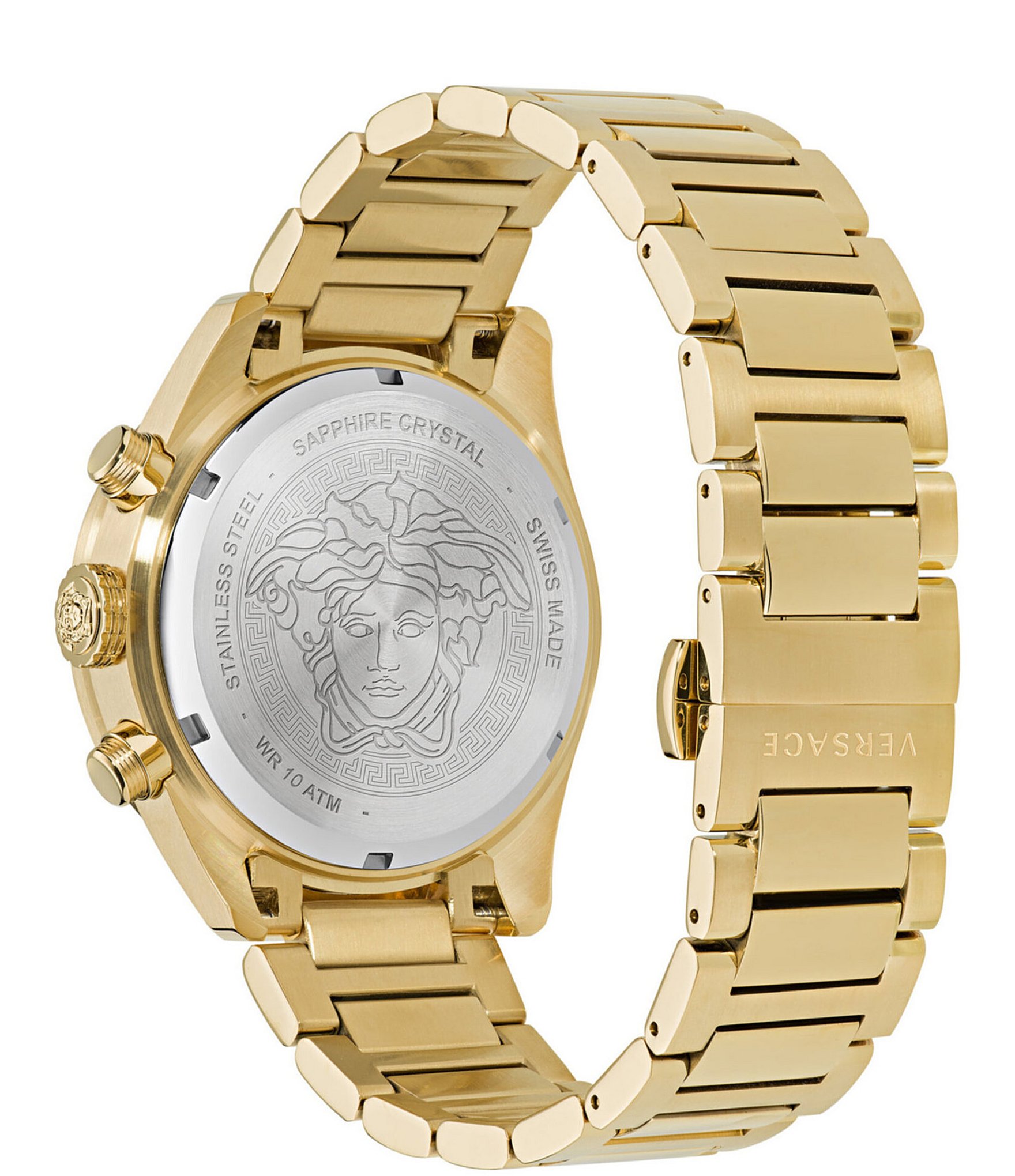 Versace Men's Greca Dome Quartz Chronograph Gold Stainless Steel Bracelet Watch