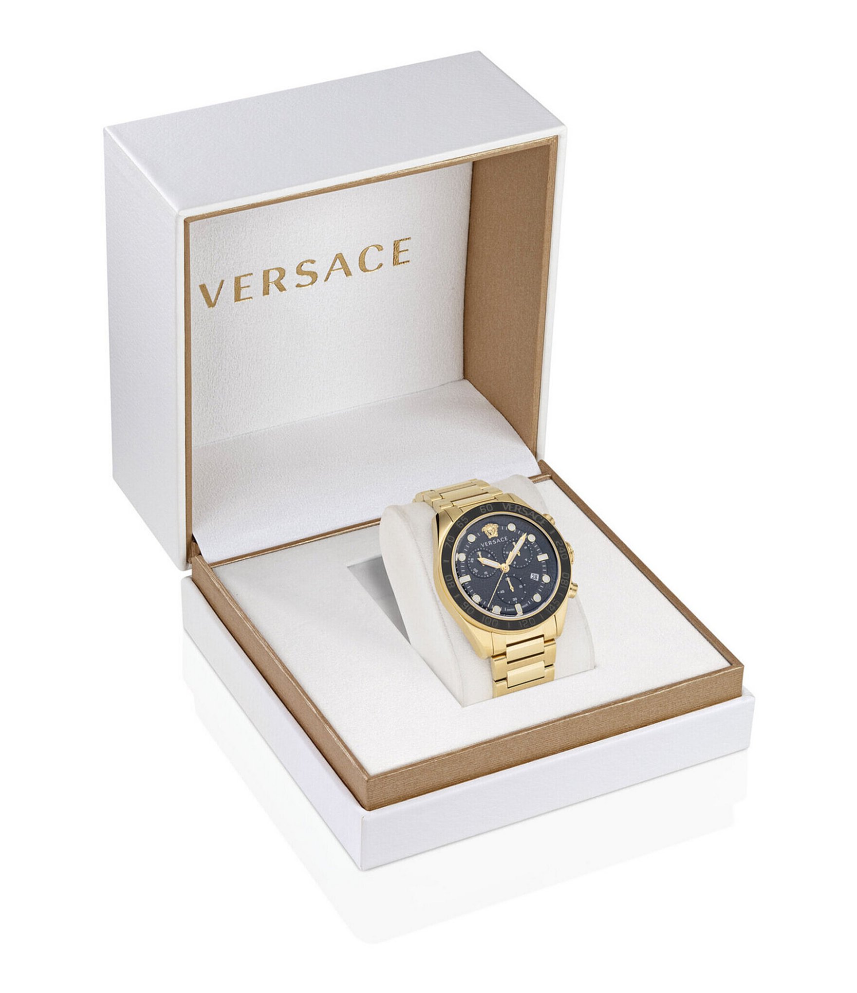 Versace Men's Greca Dome Quartz Chronograph Gold Stainless Steel Bracelet Watch