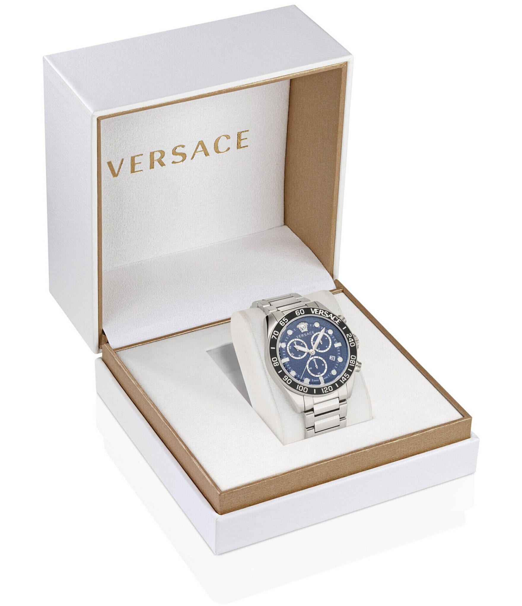 Versace Men's Greca Dome Quartz Chronograph Stainless Steel Bracelet Watch