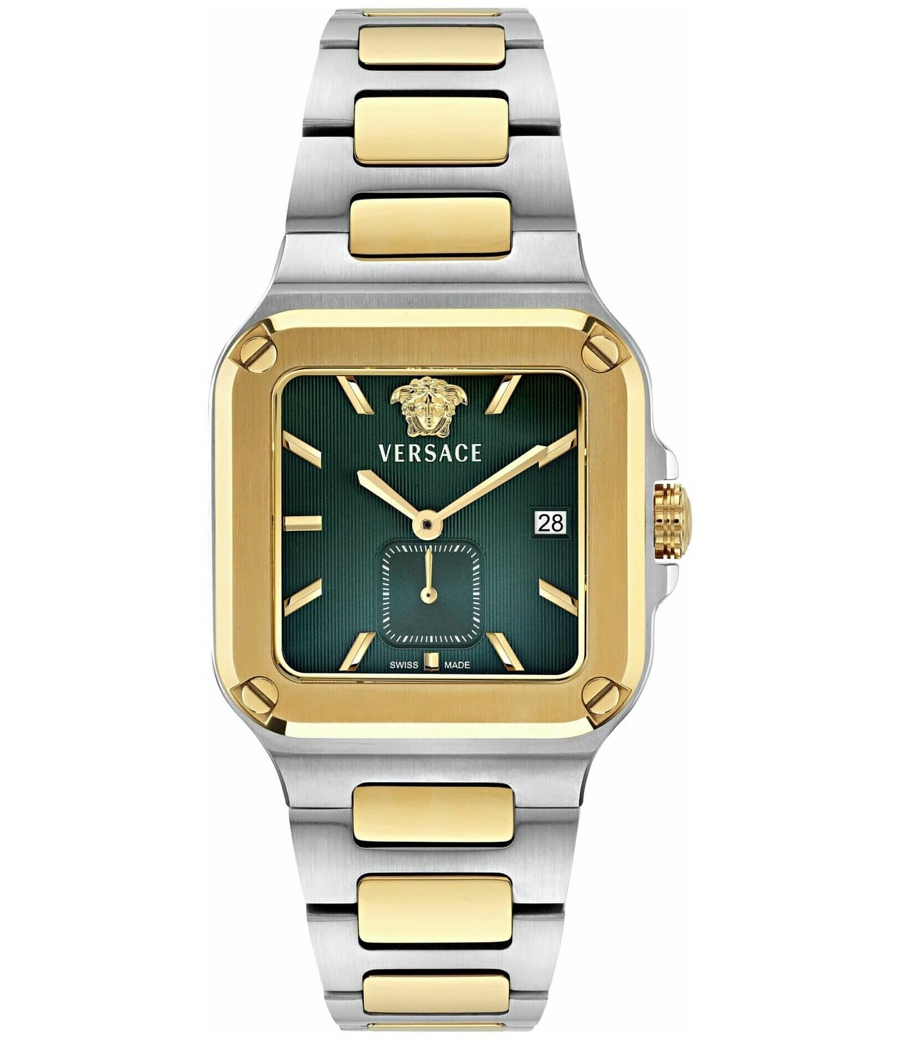 Versace Men's Greca Edge Quartz Analog Two Tone Stainless Steel Bracelet Watch