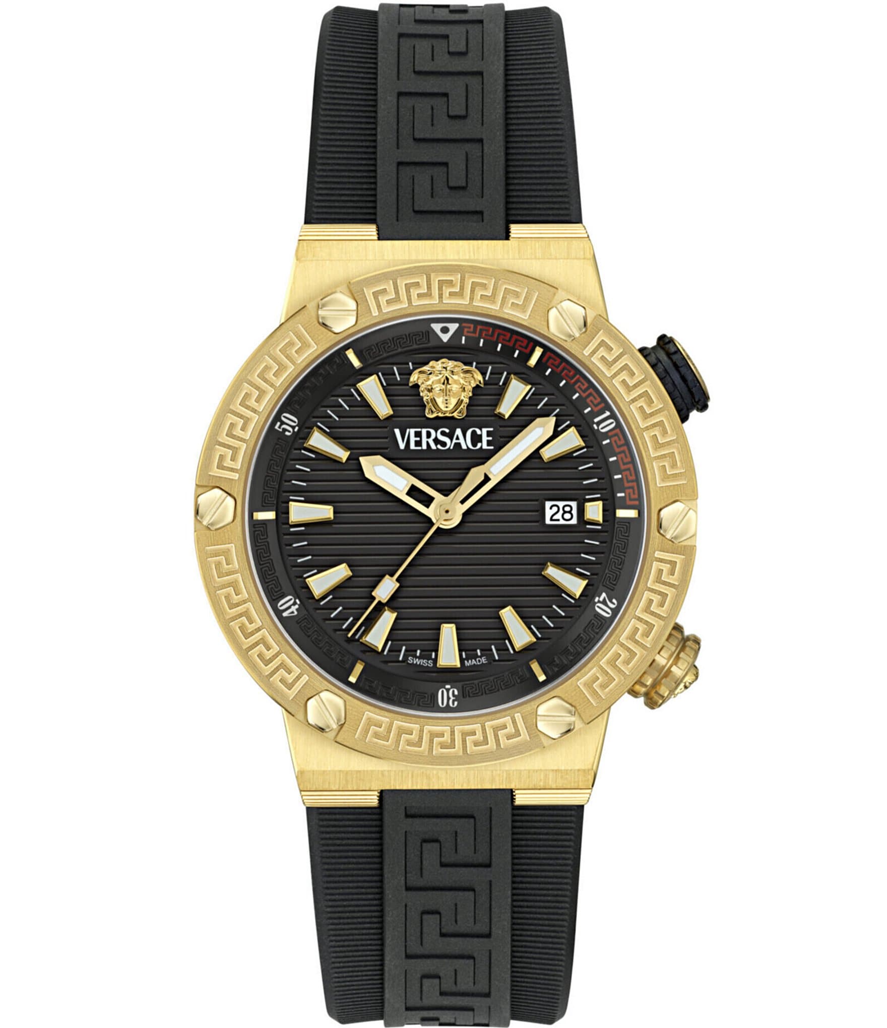 Versace Men's Greca Logo Analog Strap Watch