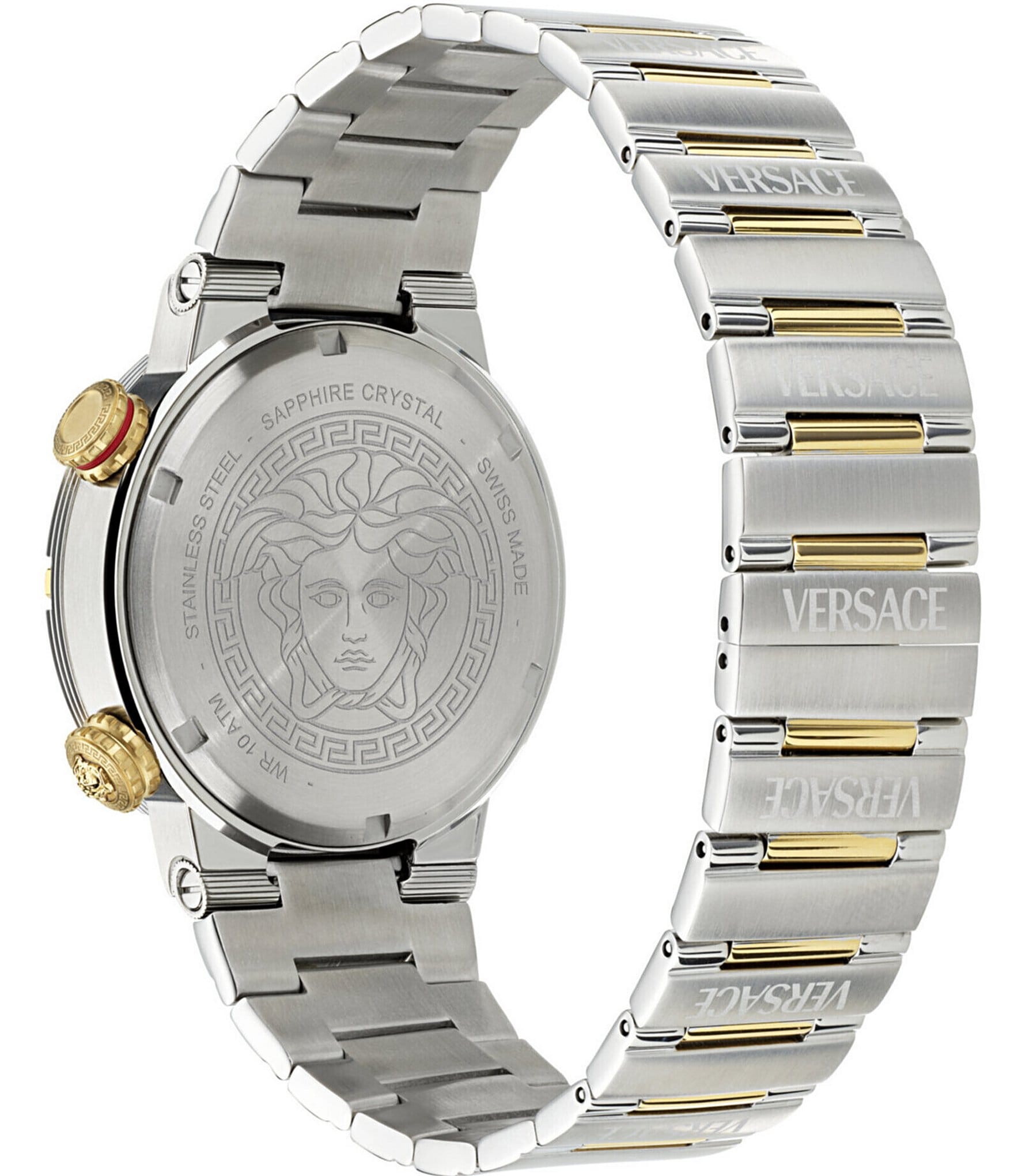 Versace Men's Greca Logo Analog Two Tone Stainless Steel Bracelet Watch