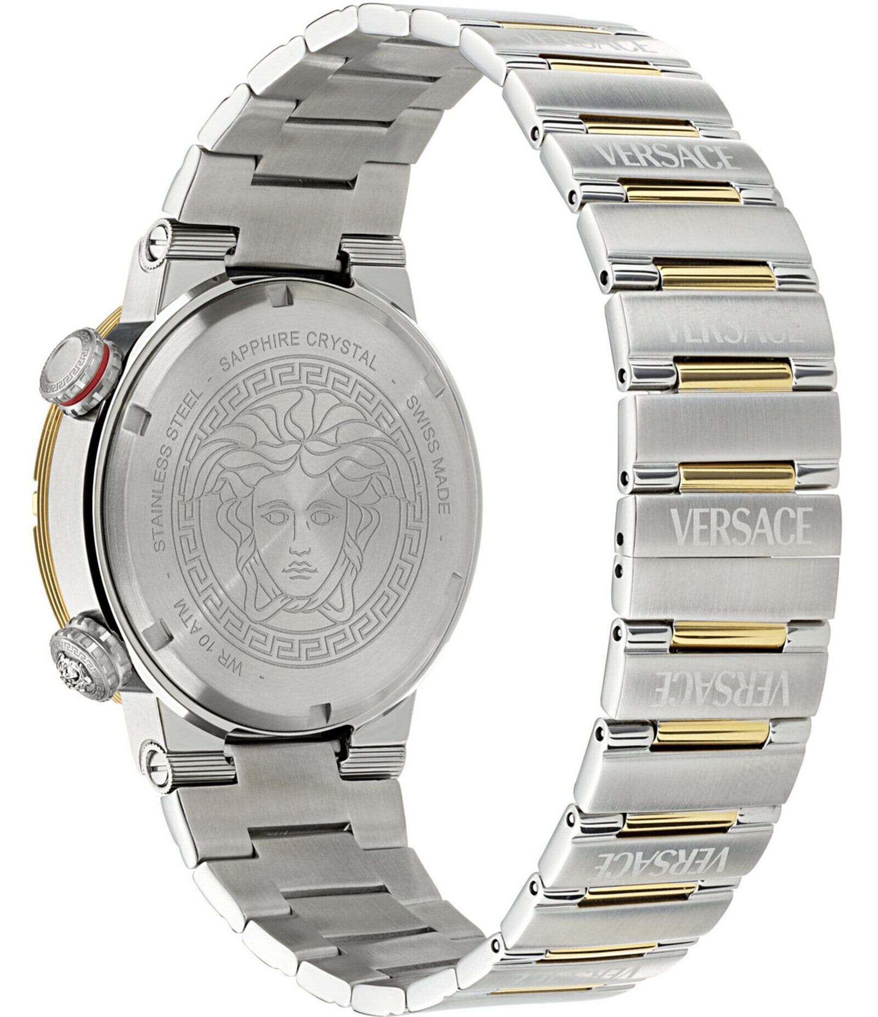 Versace Men's Greca Logo Analog Two Tone Stainless Steel 43mm Bracelet Watch