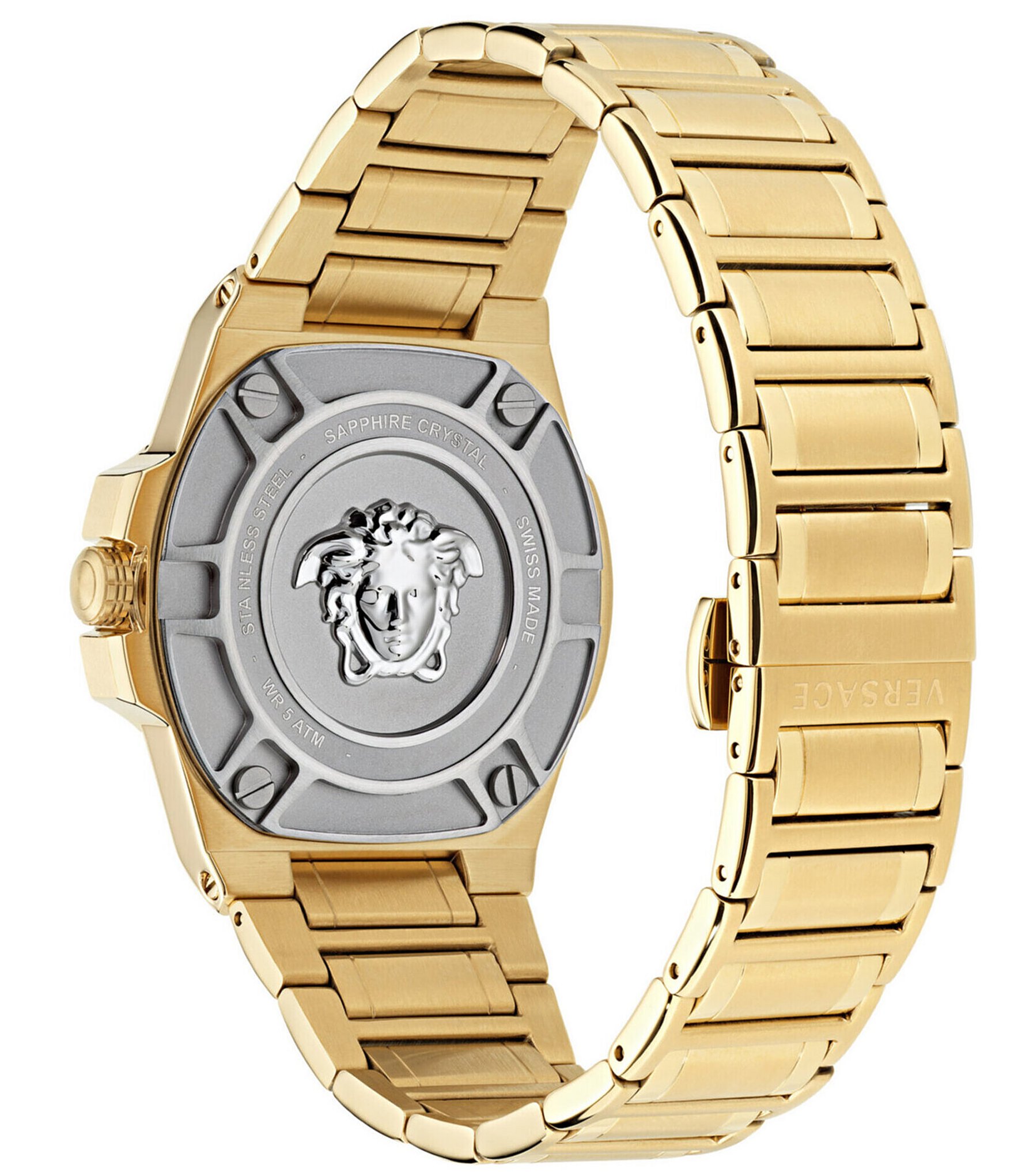 Versace Men's Greca Reaction Diamond Quartz Analog Gold Stainless Steel Bracelet Watch