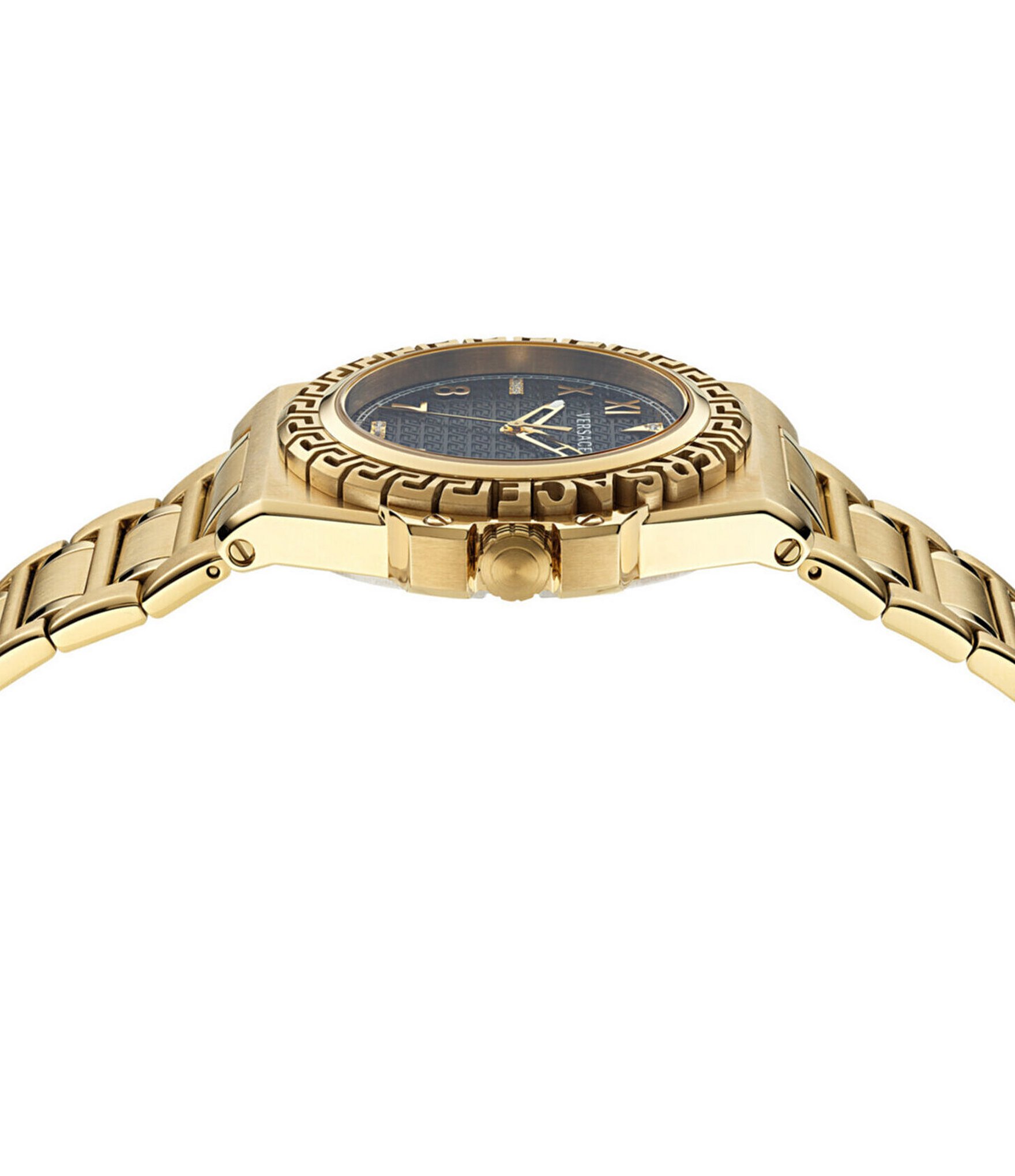 Versace Men's Greca Reaction Diamond Quartz Analog Gold Stainless Steel Bracelet Watch