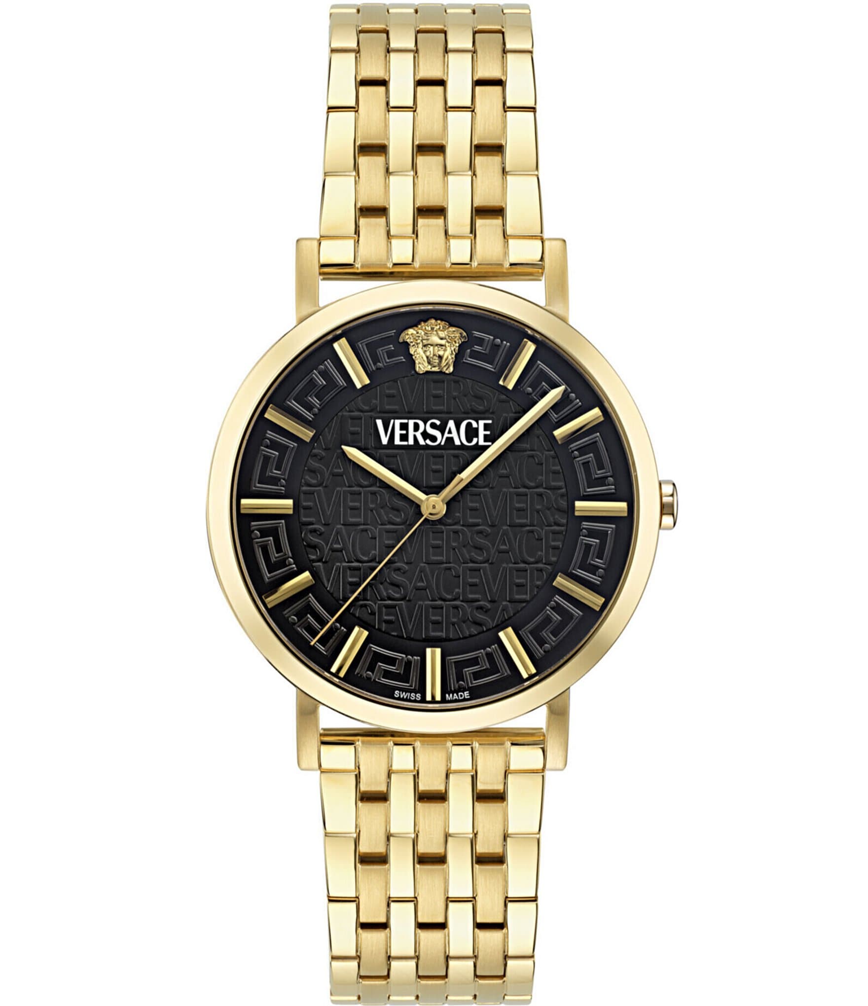 Versace Men's Greca Slim Analog Gold Tone Stainless Steel Bracelet Watch