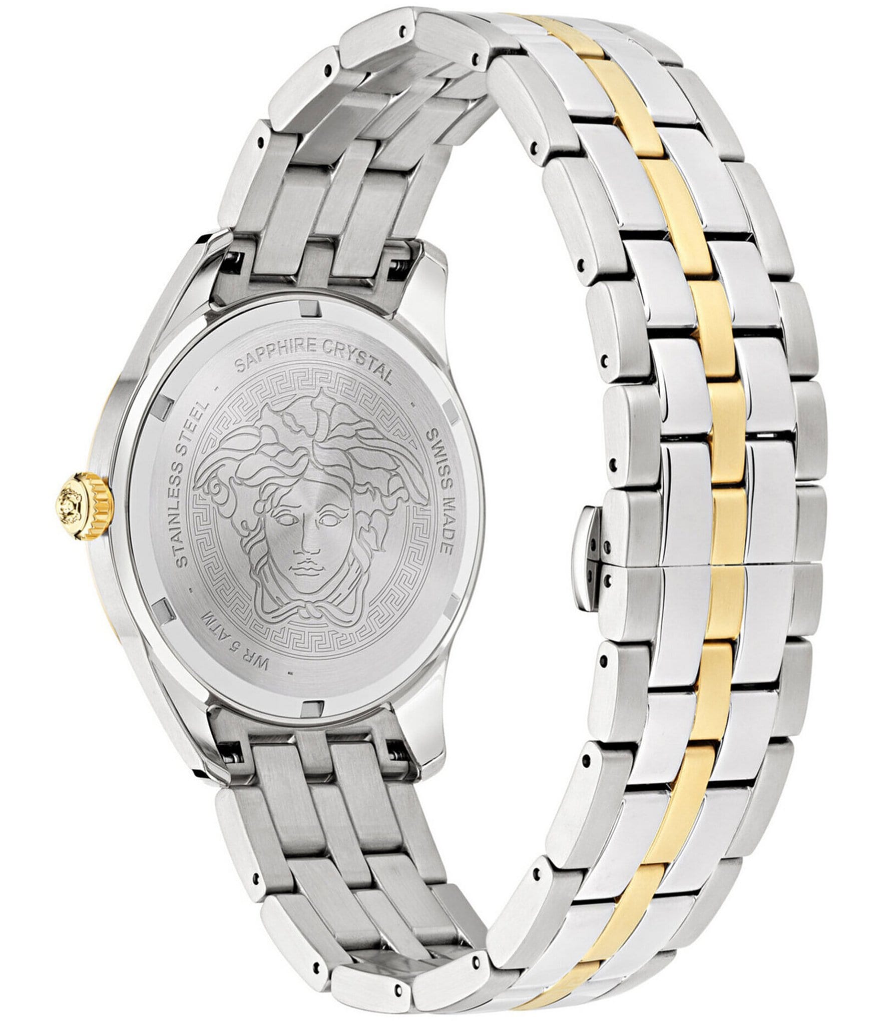 Versace Men's Greca Time GMT Quartz Analog Two Tone Stainless Steel Bracelet Watch