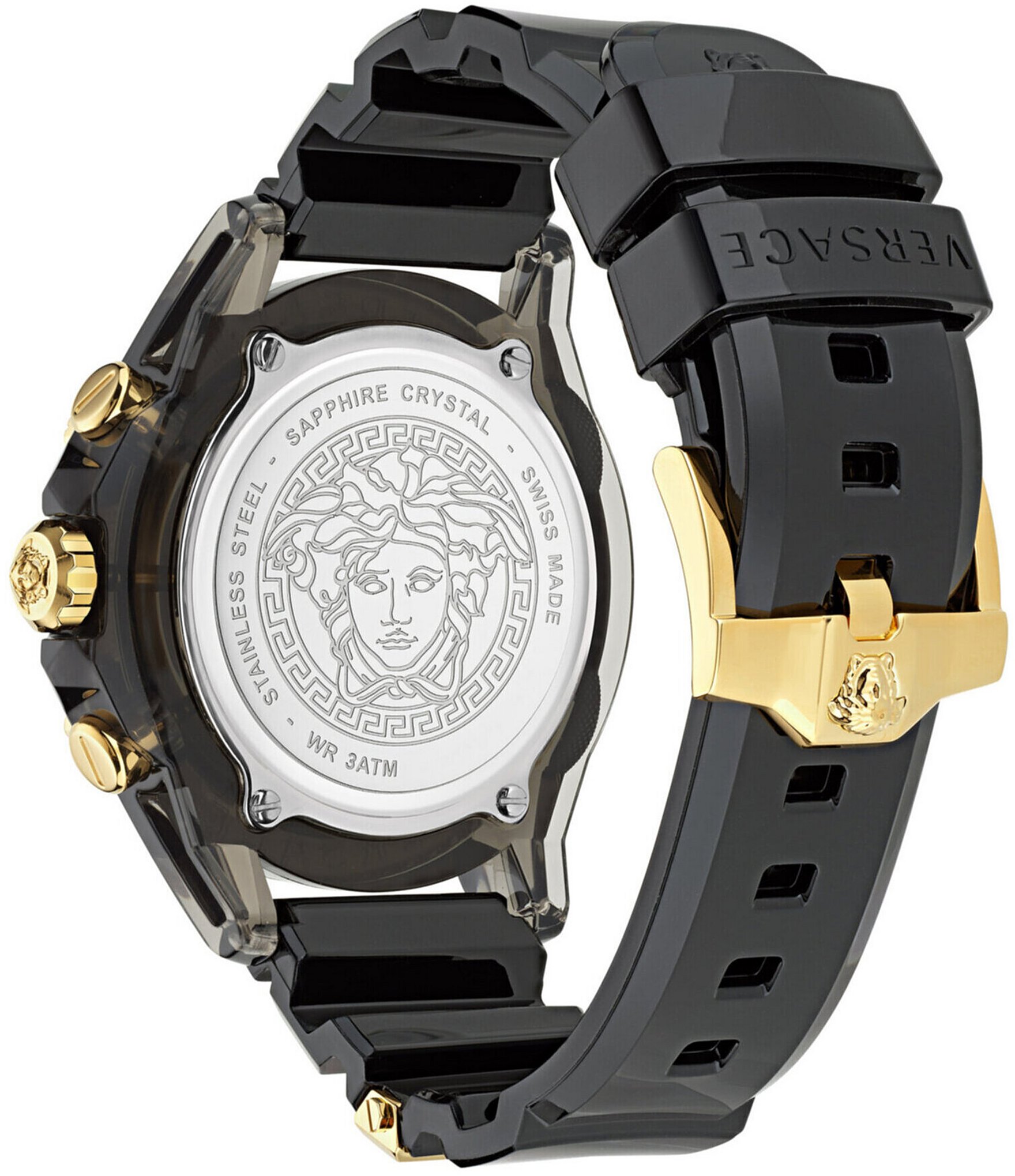 Versace Men's Icon Active Chronograph Black Silicone Strap Watch