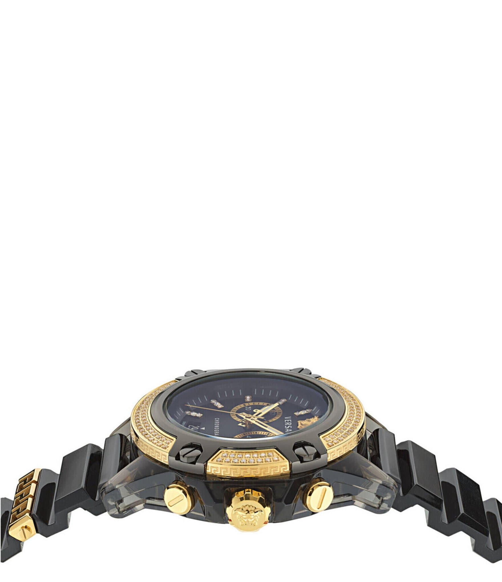 Versace Men's Icon Active Diamond Chronograph Black Silicone Strap Watch