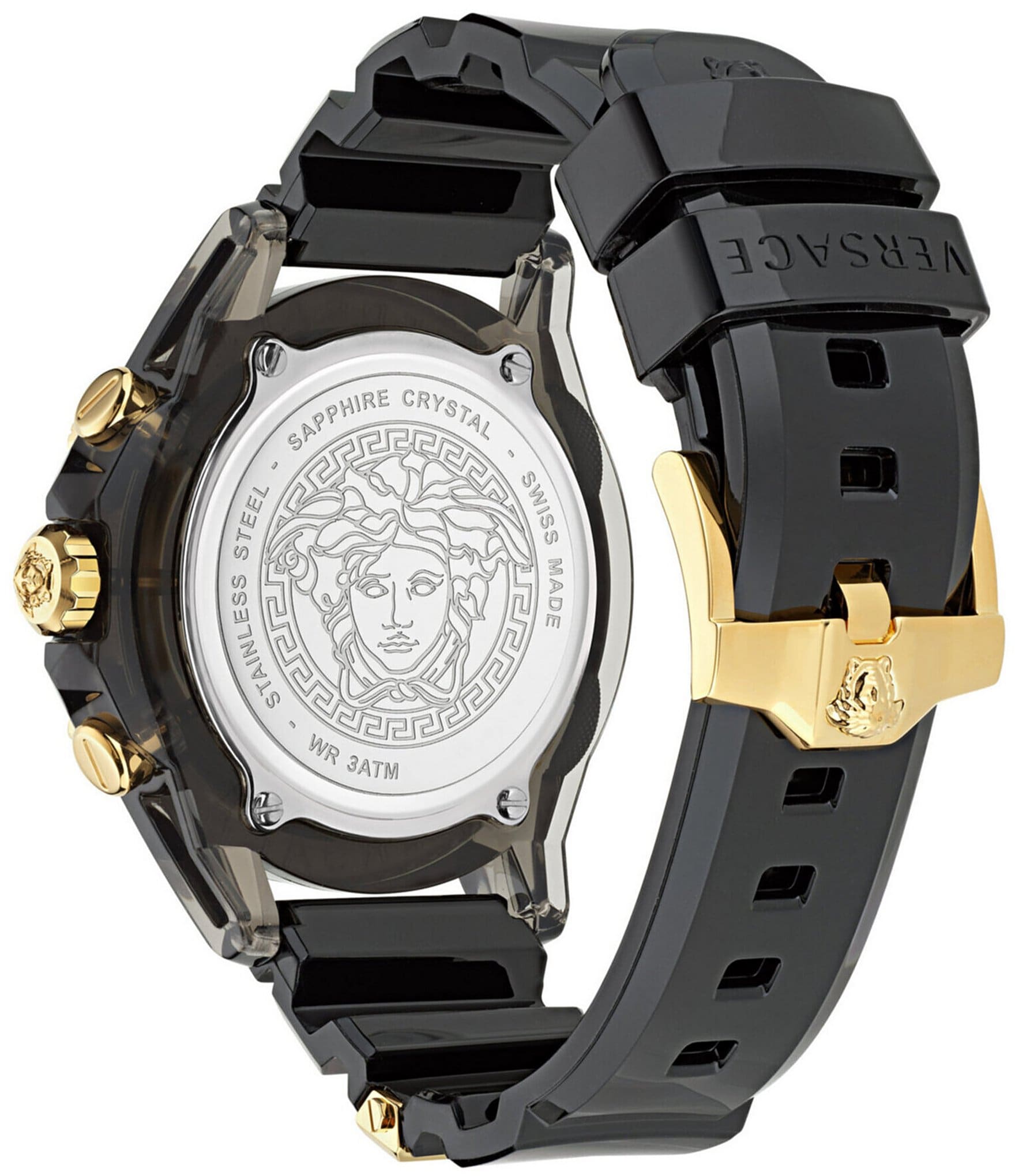 Versace Men's Icon Active Diamond Chronograph Black Silicone Strap Watch