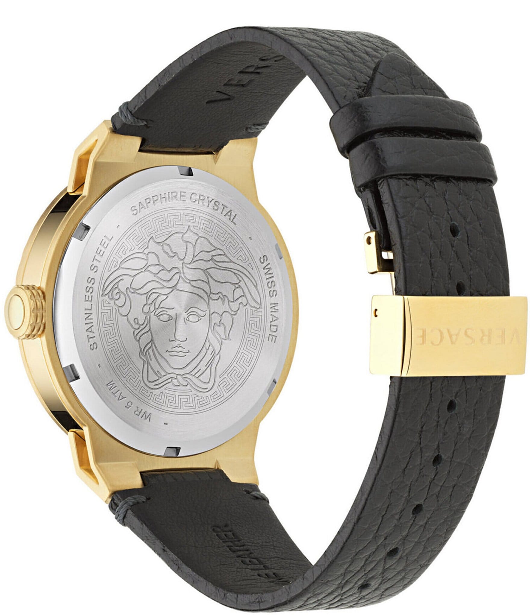 Versace Men's Medusa Infinite Quartz Analog Black Leather Strap Watch