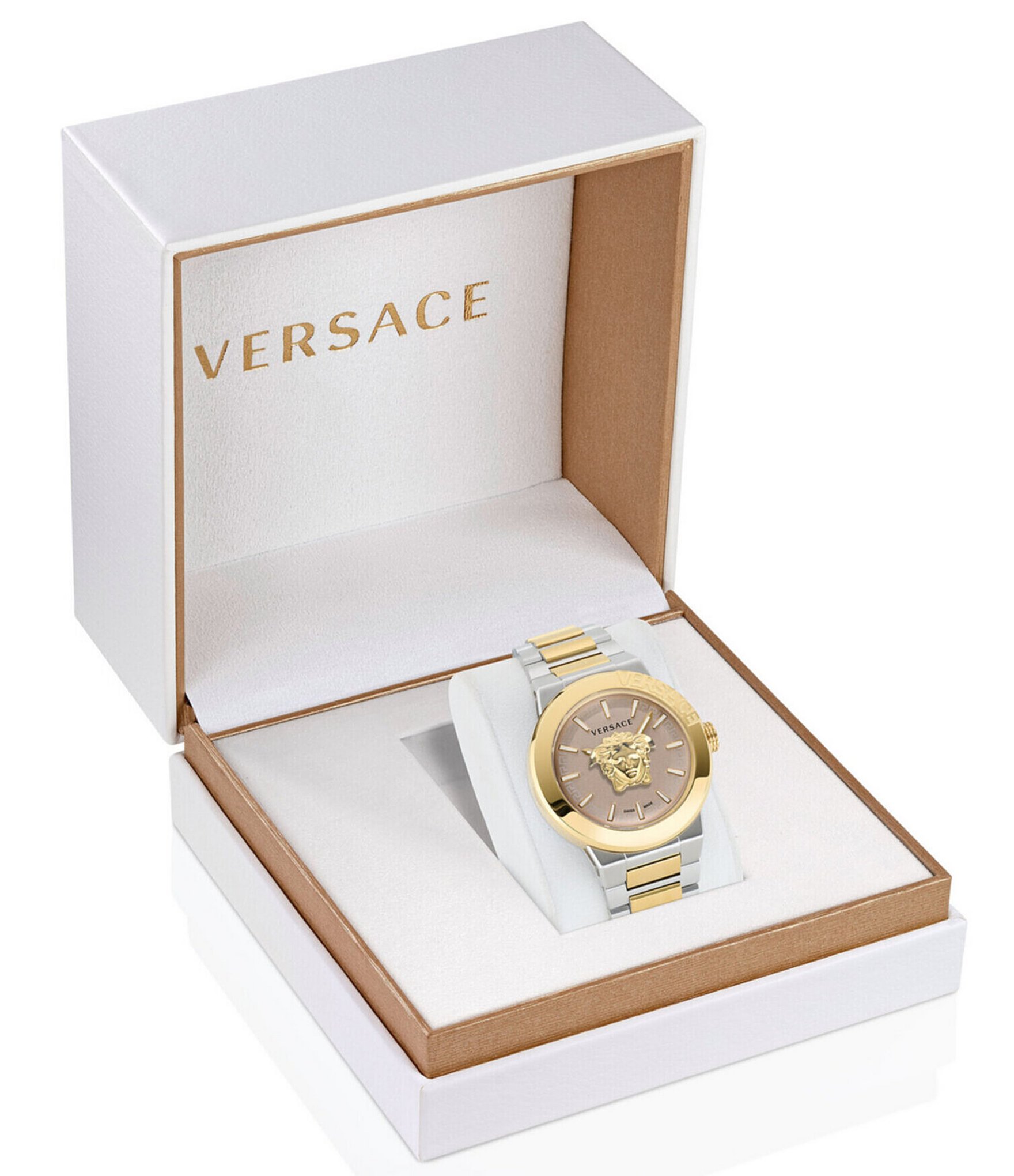 Versace Men's Medusa Infinite Quartz Analog Two Tone Stainless Steel Bracelet Watch