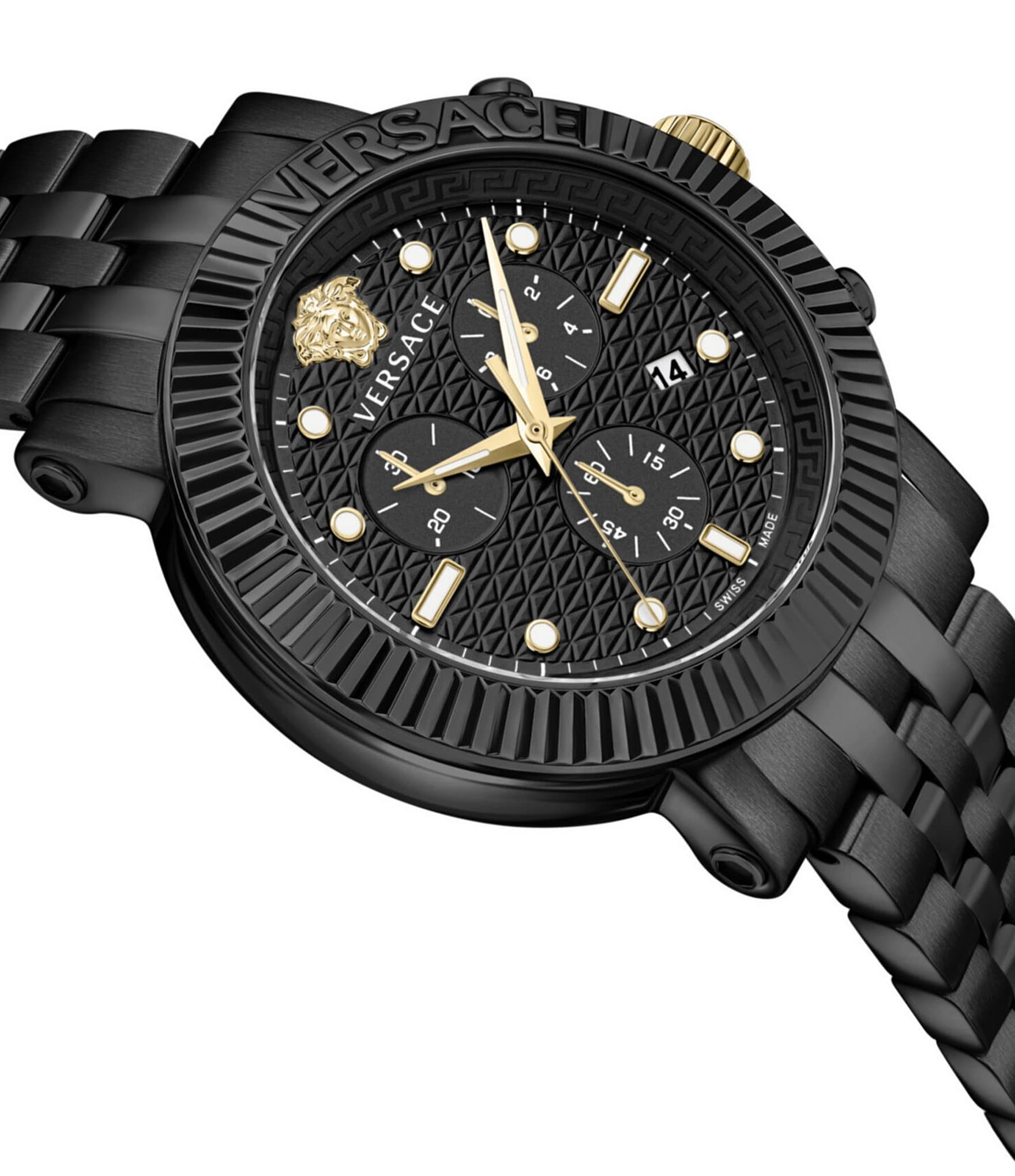 Versace Men's V-Chrono Classic Chronograph Black Stainless Steel Bracelet Watch