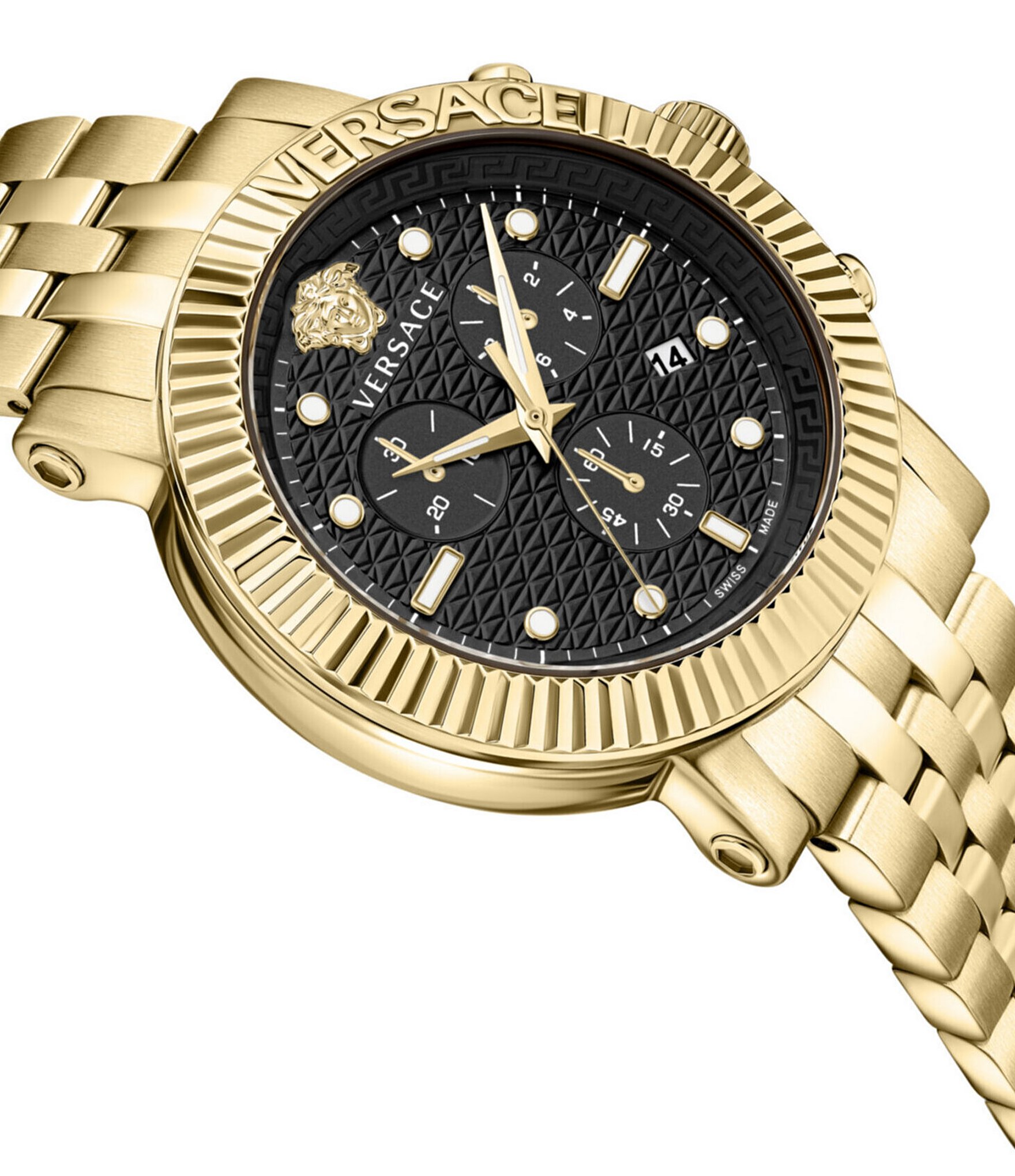 Versace Men's V-Chrono Classic Chronograph Gold Stainless Steel Bracelet Watch