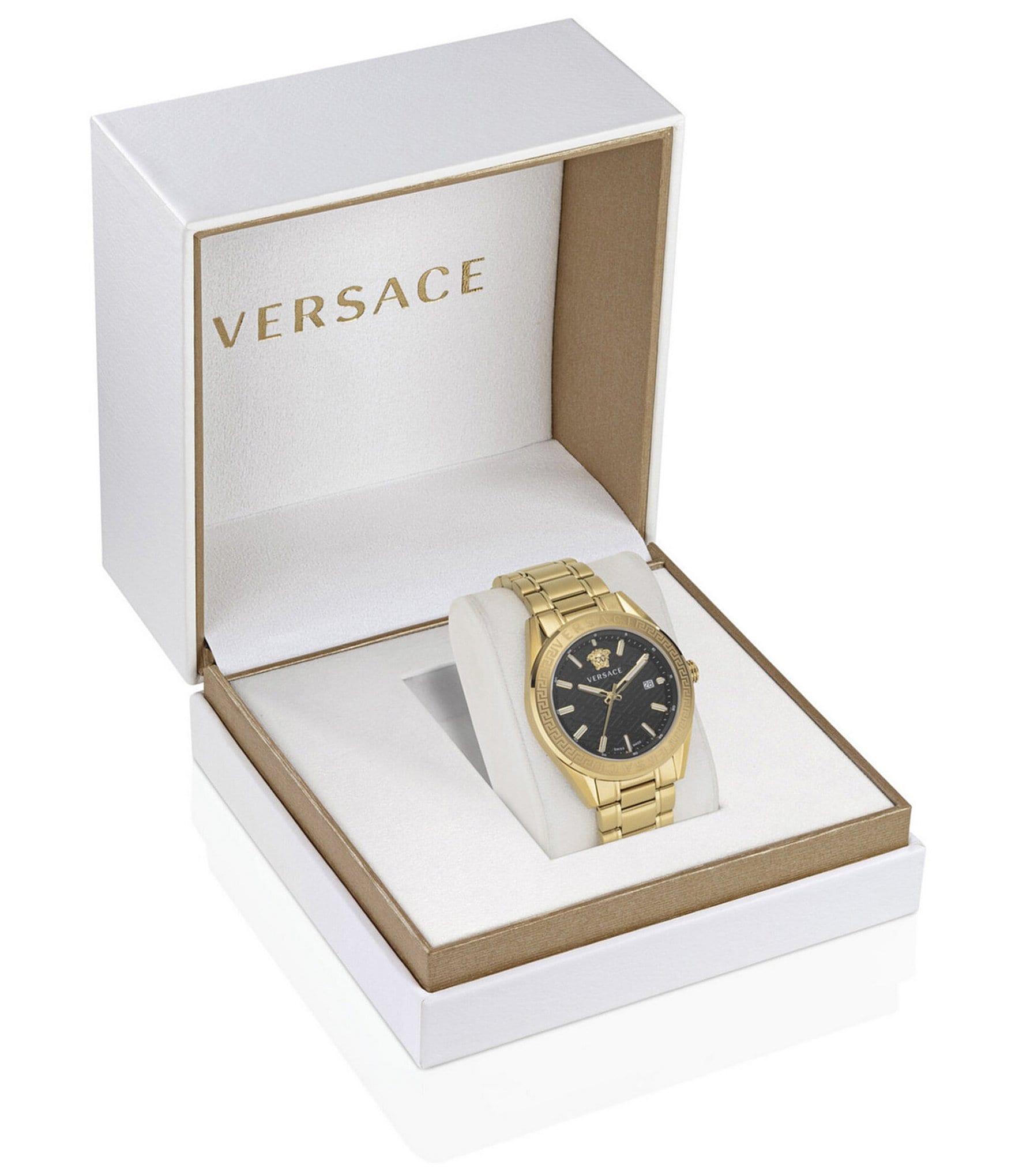 Versace Men's V-Code Analog Gold Stainless Steel Bracelet Watch