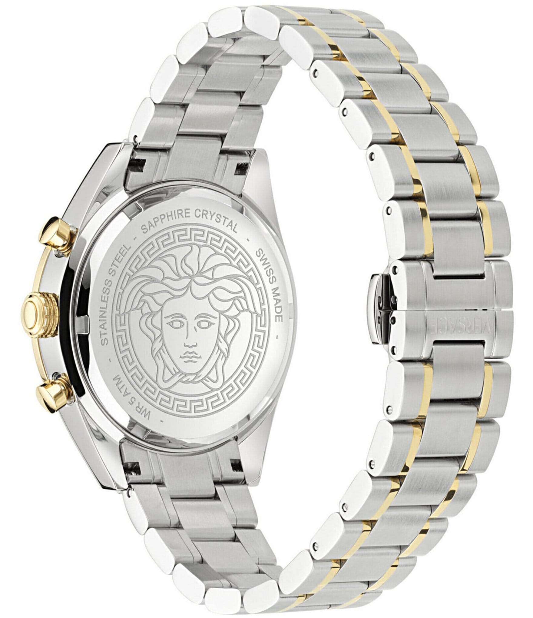 Versace Men's V-Code Chronograph Two Tone Stainless Steel Bracelet Watch