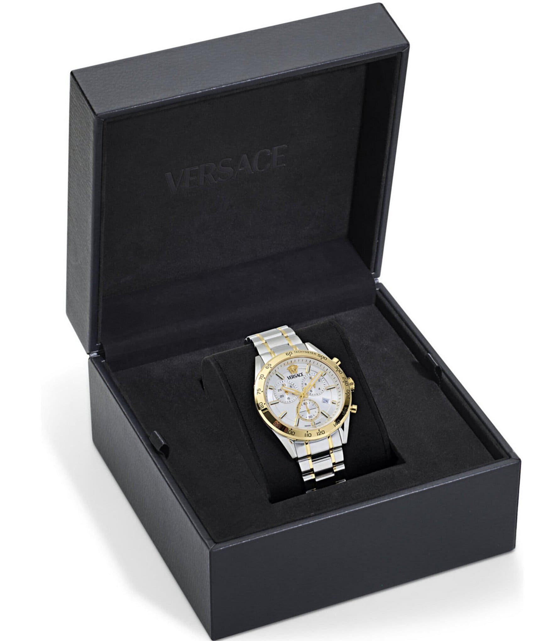 Versace Men's V-Code Chronograph Two Tone Stainless Steel Bracelet Watch