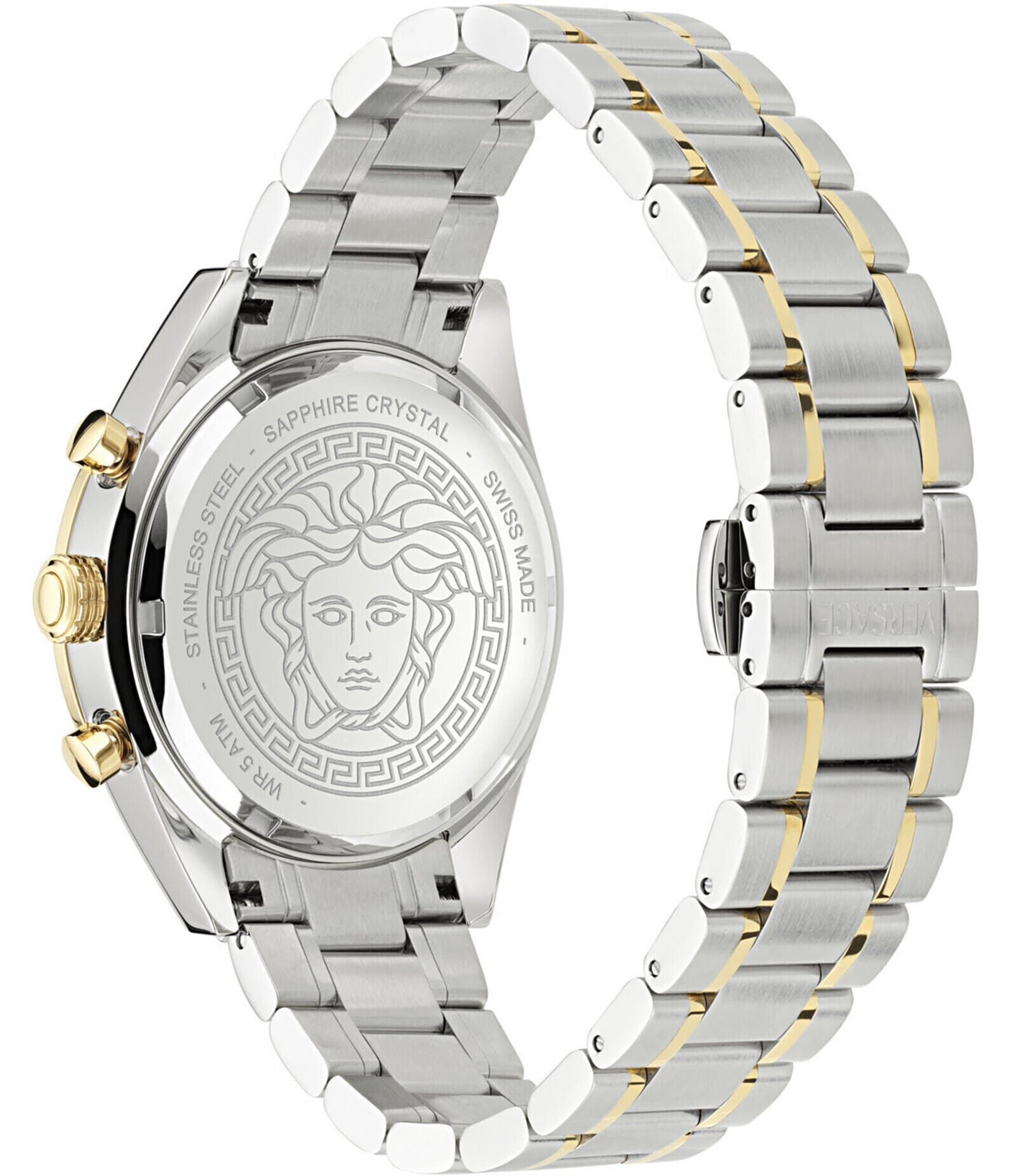 Versace Men's V-Code Chronograph Two Tone Stainless Steel 41mm Bracelet Watch