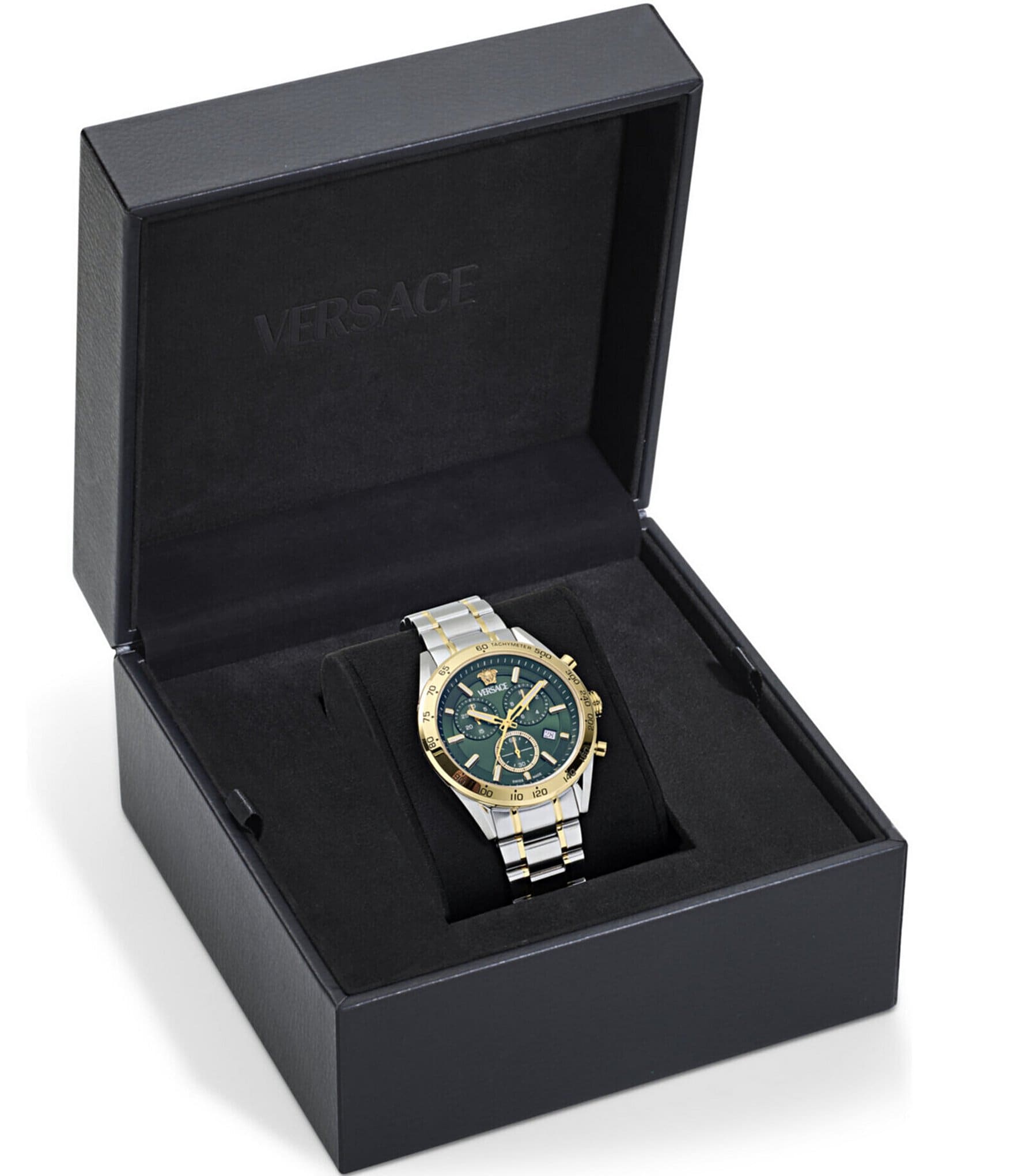 Versace Men's V-Code Chronograph Two Tone Stainless Steel 41mm Bracelet Watch