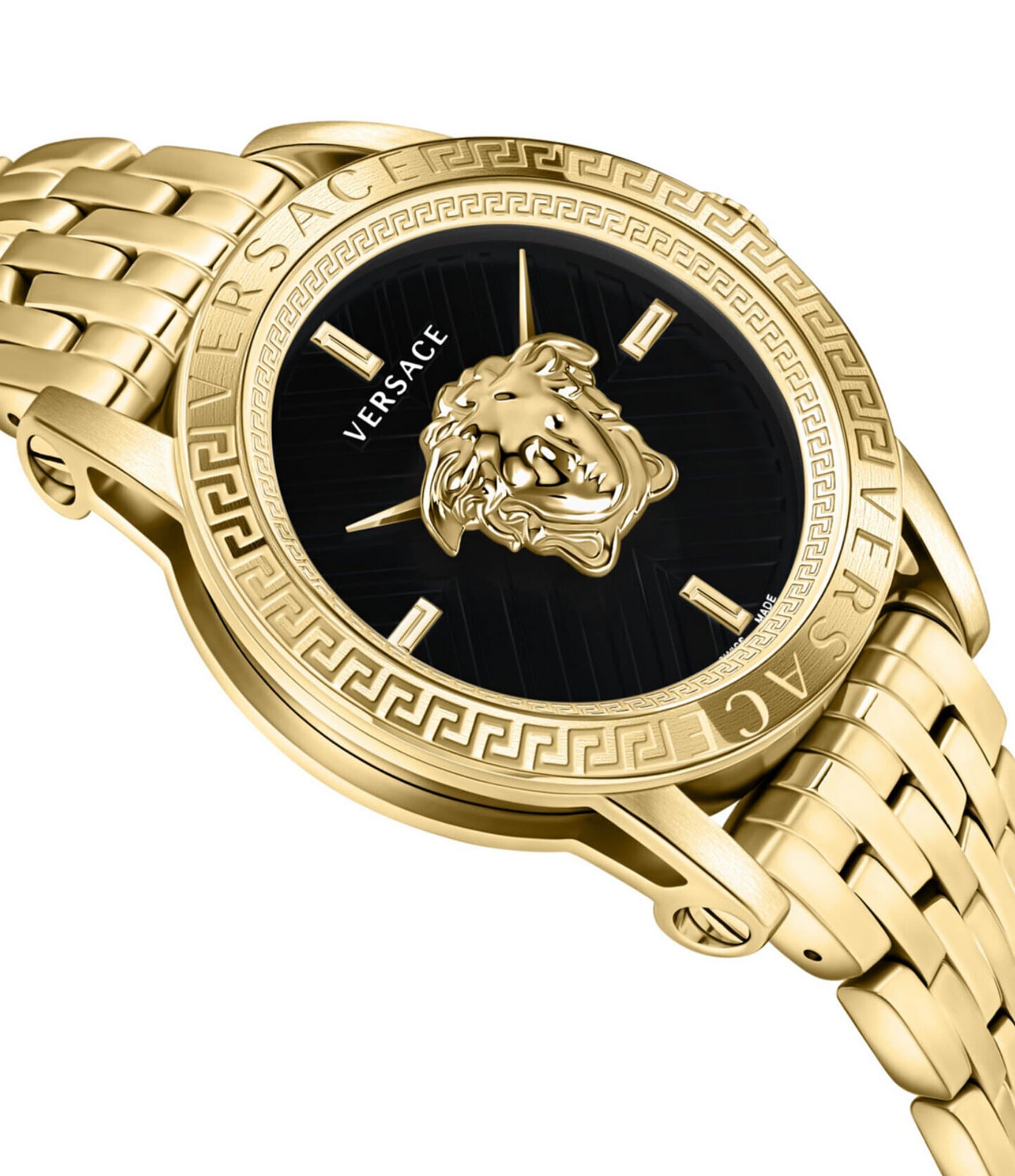 Versace Men's V-Code Quartz Analog Gold Stainless Steel Bracelet Watch