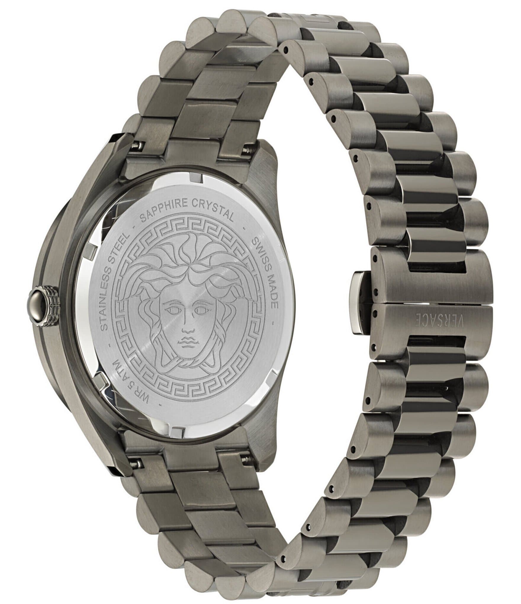 Versace Men's V-Dome Analog Black Tone Stainless Steel Bracelet Watch