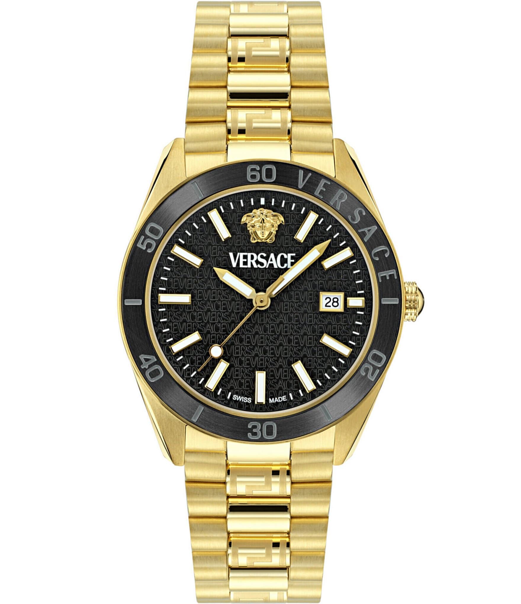 Versace Men's V-Dome Analog Gold Tone Stainless Steel Bracelet Watch