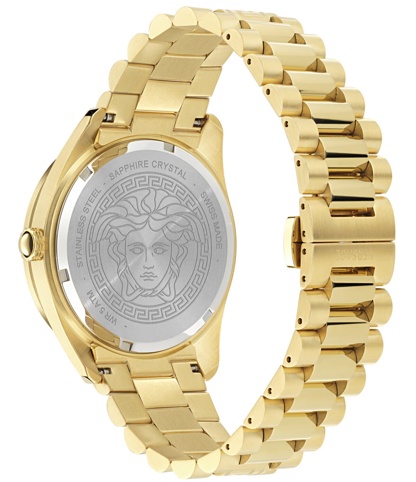 Versace Men's V-Dome Analog Gold Tone Stainless Steel Bracelet Watch