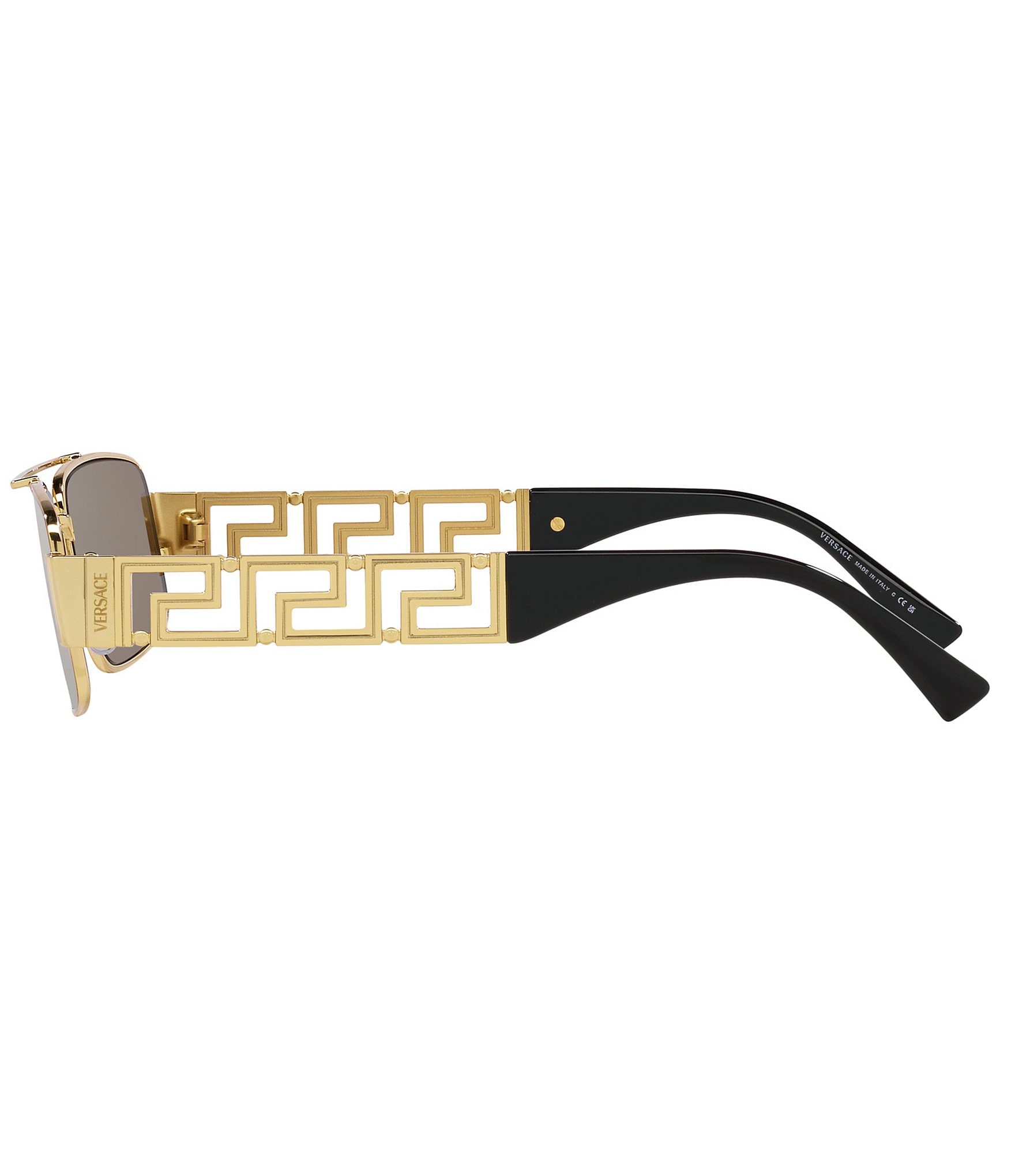 Versace Men's VE2257 Greca 60mm Gold Rectangle Sunglasses