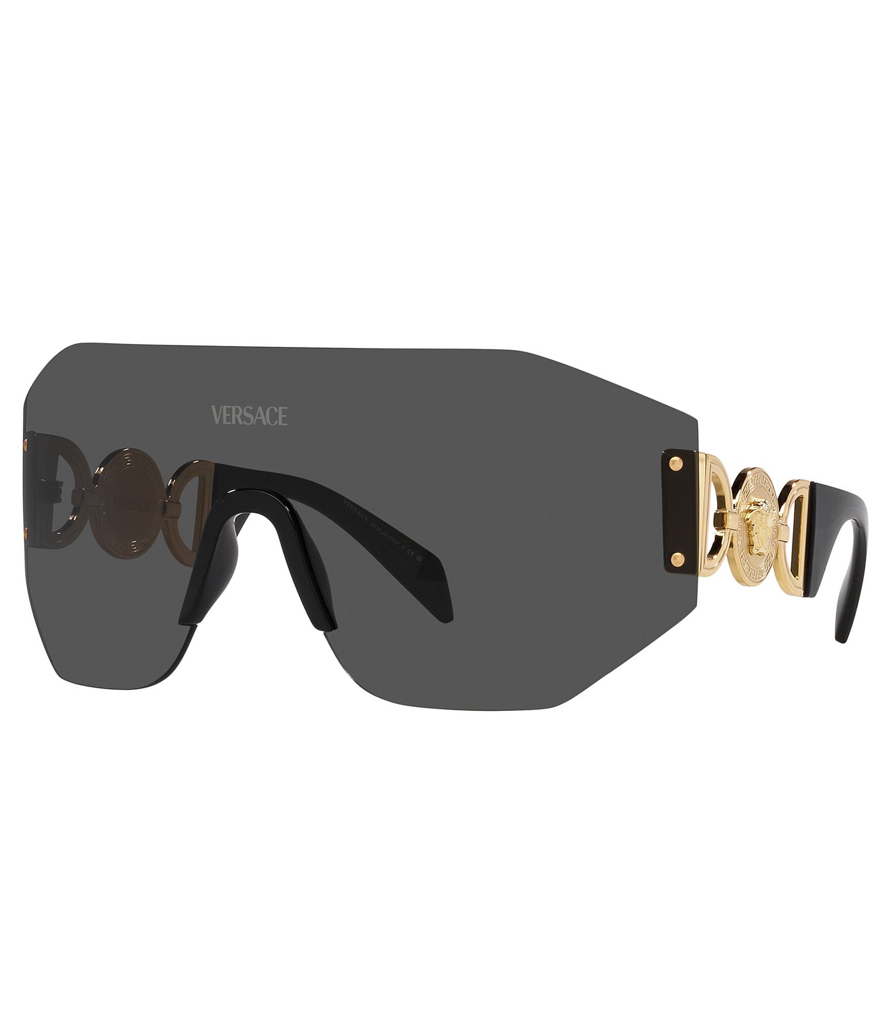 Versace Unisex VE2258 Winged Medusa 99mm Black Shield Sunglasses ...