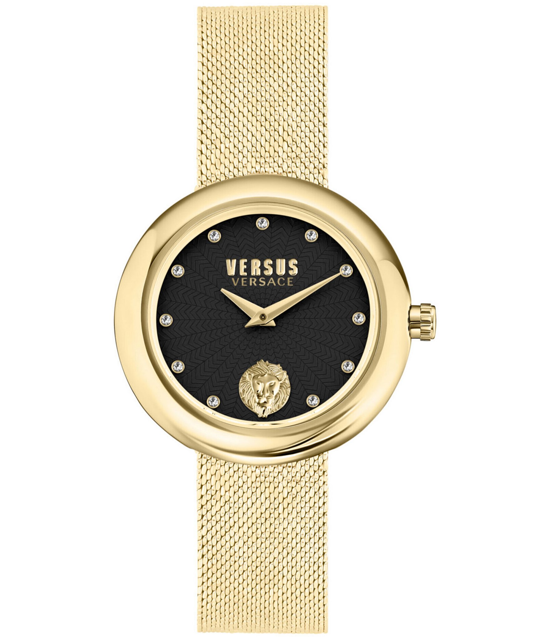 Versace Versus Versace Women's Lea Analog Black Dial Gold Stainless Steel Mesh Bracelet Watch