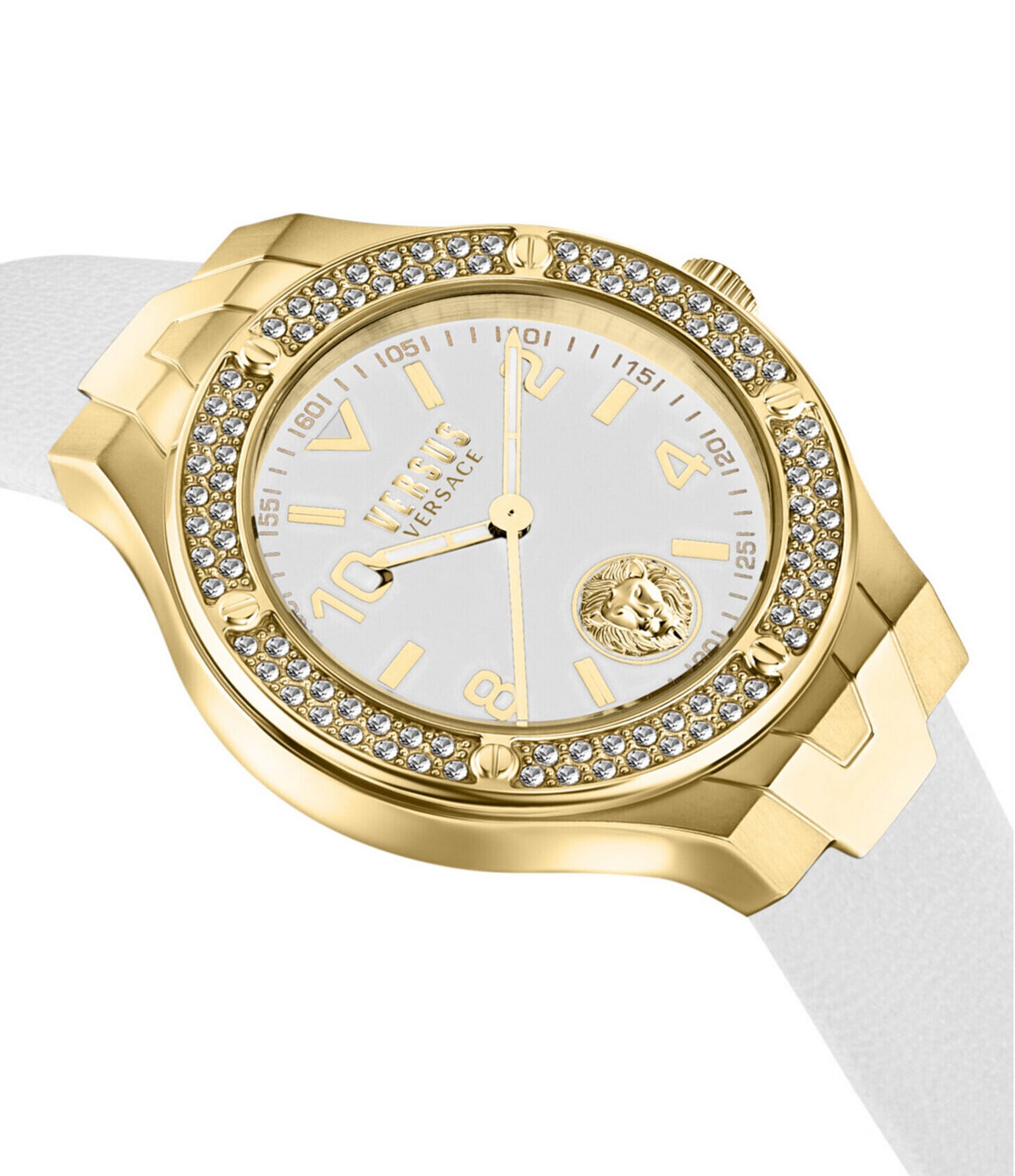 Versace Versus Versace Women's Vittoria Crystal Analog White Leather Strap Watch