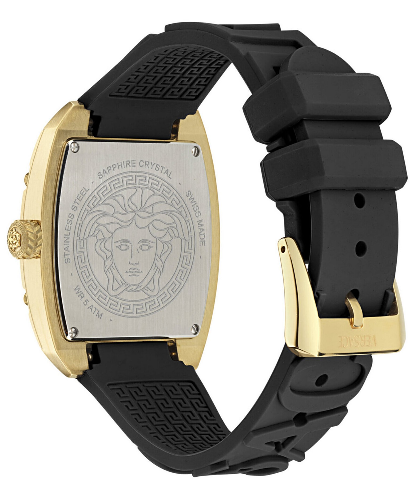 Versace Women's Dominus Analog Black Silicone Strap Watch