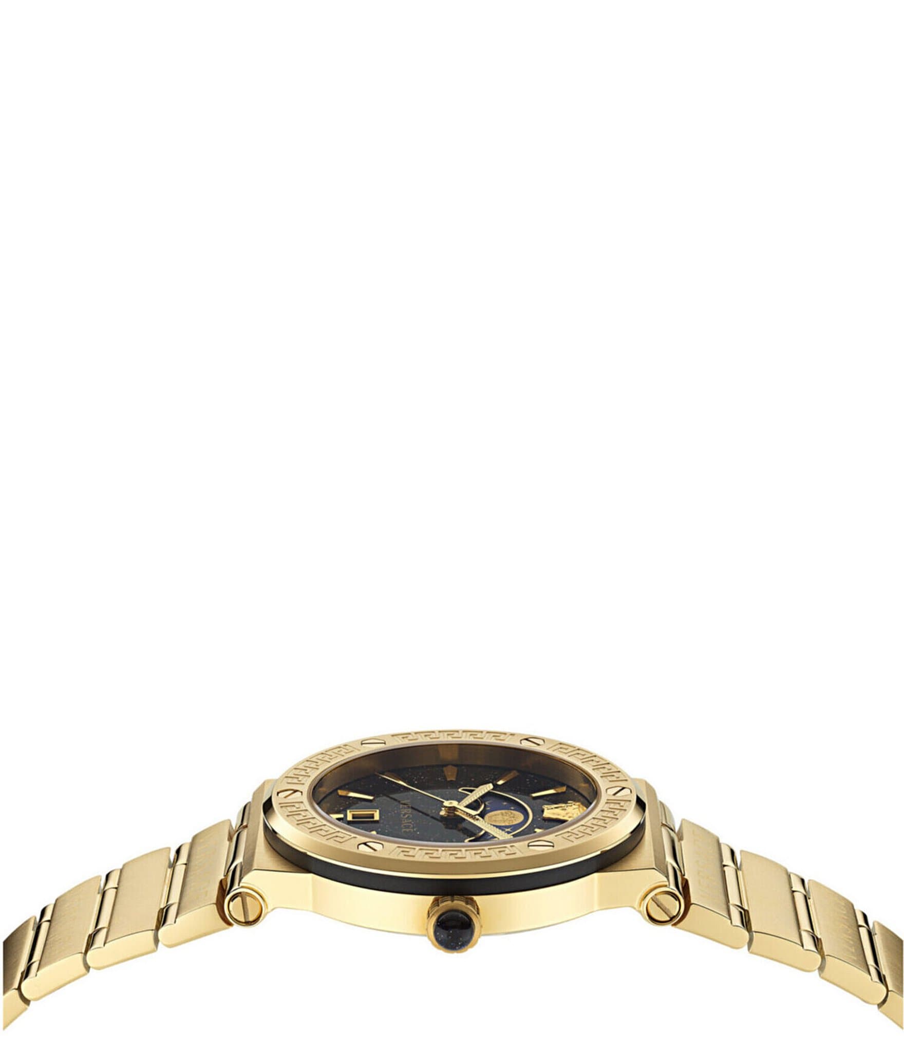 Versace Women's Greca Logo Moonphase Quartz Analog Gold Stainless Steel Bracelet Watch