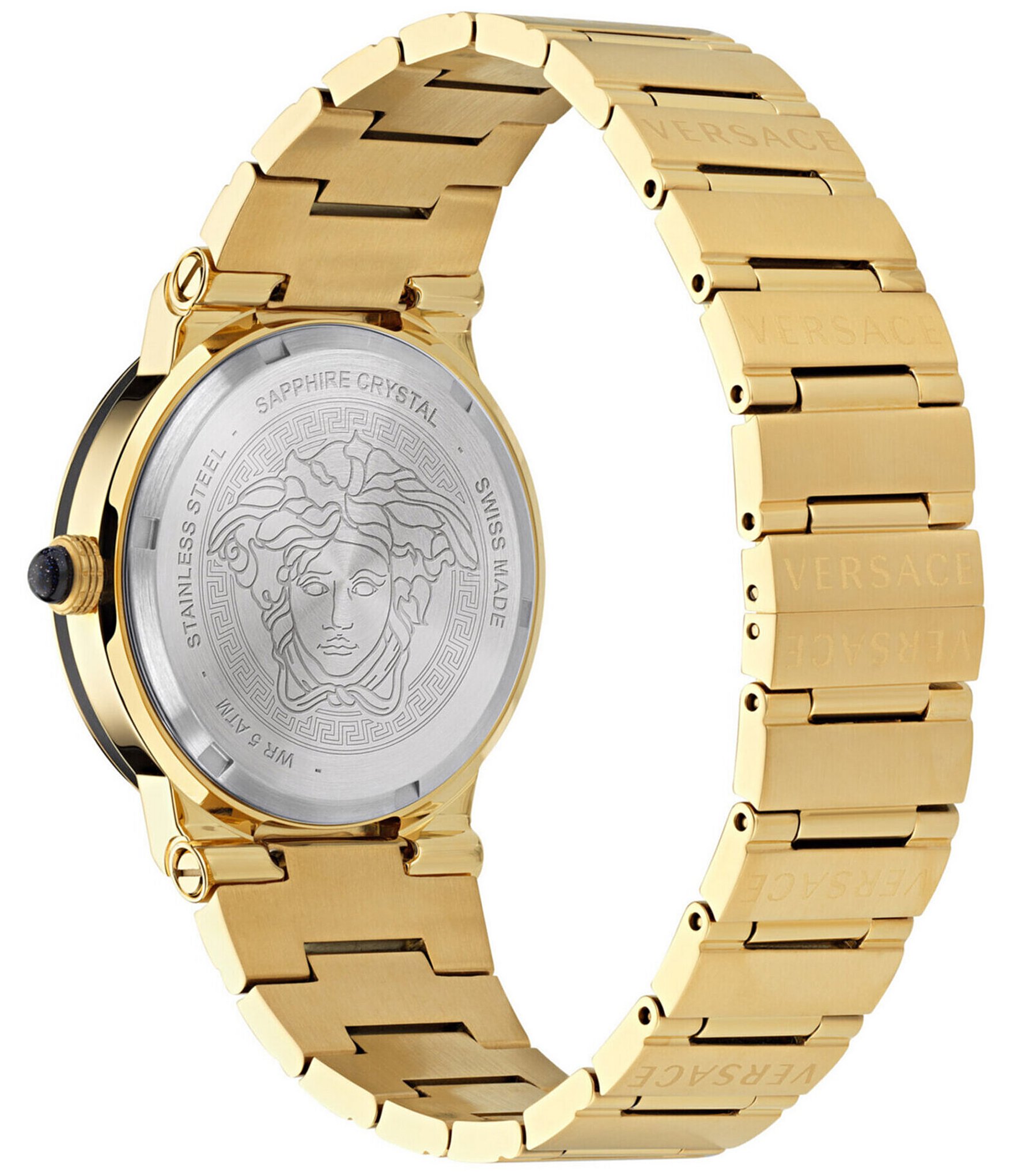 Versace Women's Greca Logo Moonphase Quartz Analog Gold Stainless Steel Bracelet Watch