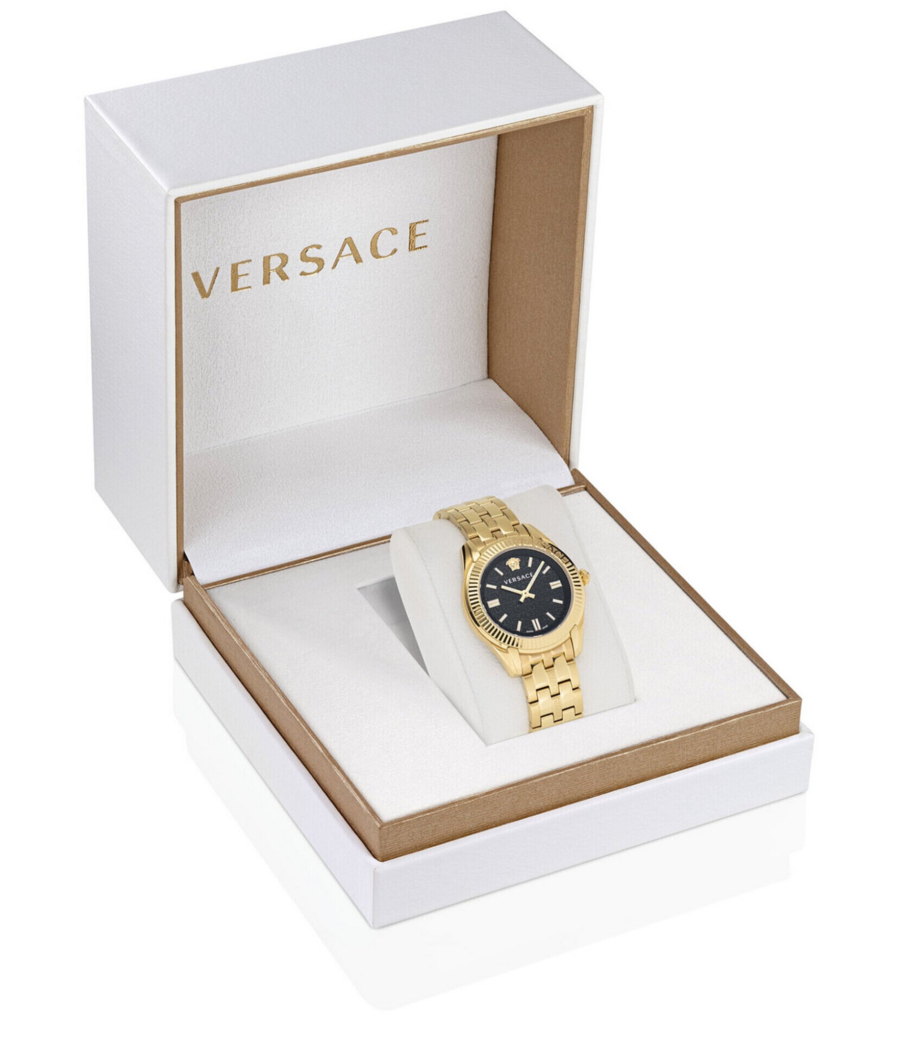 Versace Women's Greca Time Quartz Analog Gold Stainless Steel Bracelet Watch