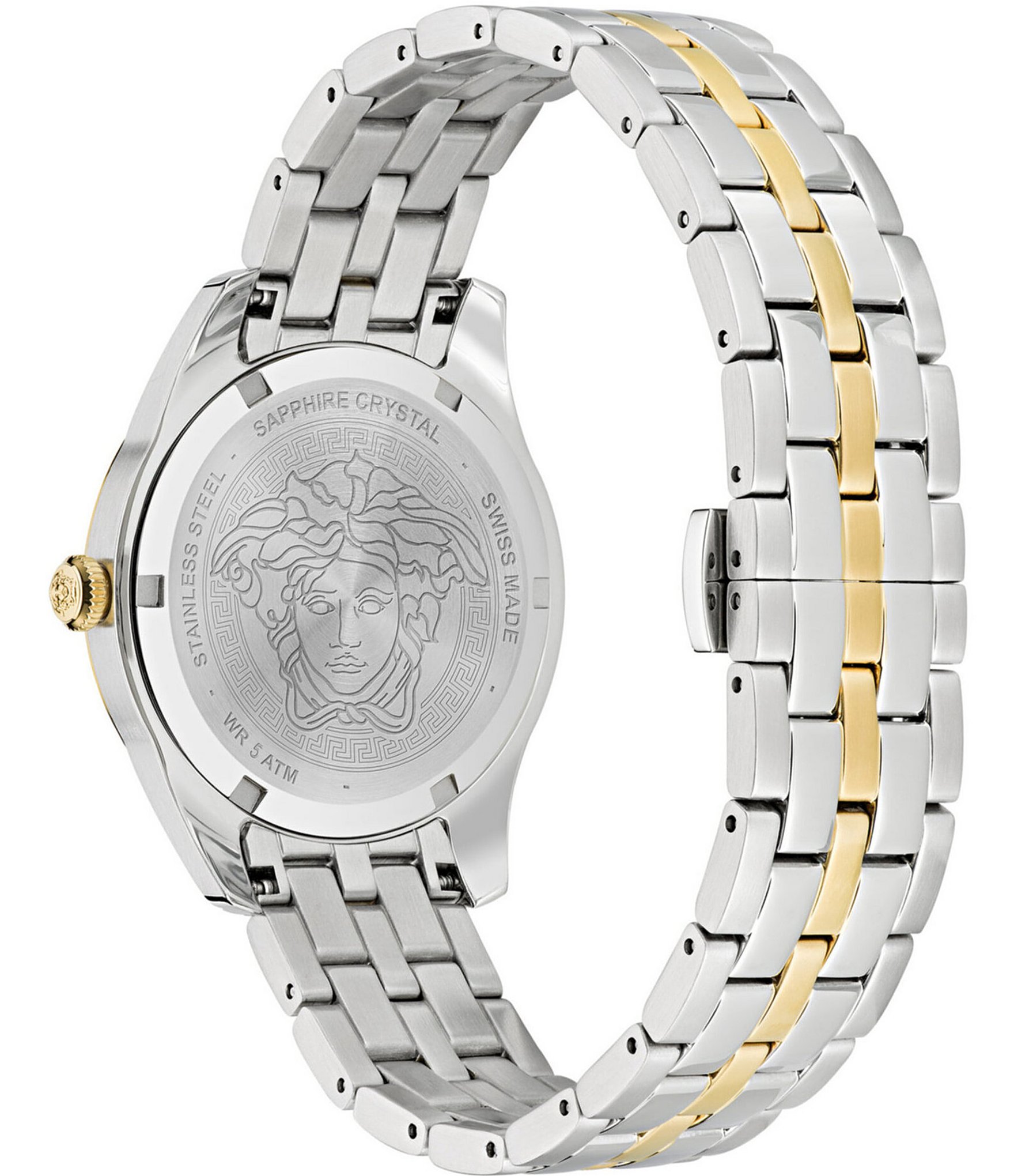 Versace Women's Greca Time Quartz Analog Two Tone Stainless Steel Bracelet Watch